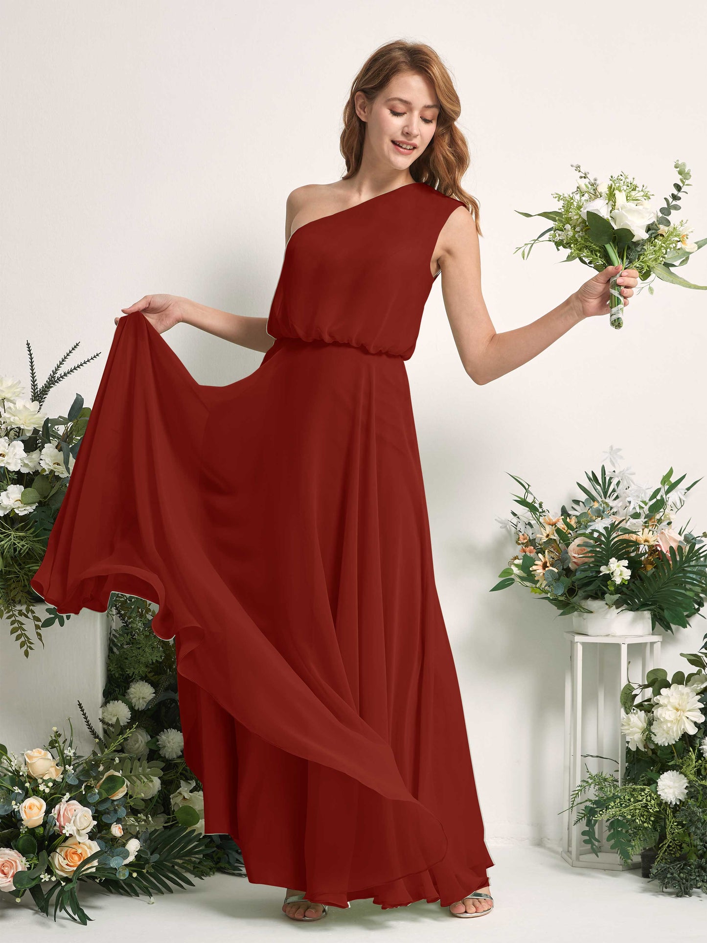 Cecily Rust One Shoulder Maxi Dress