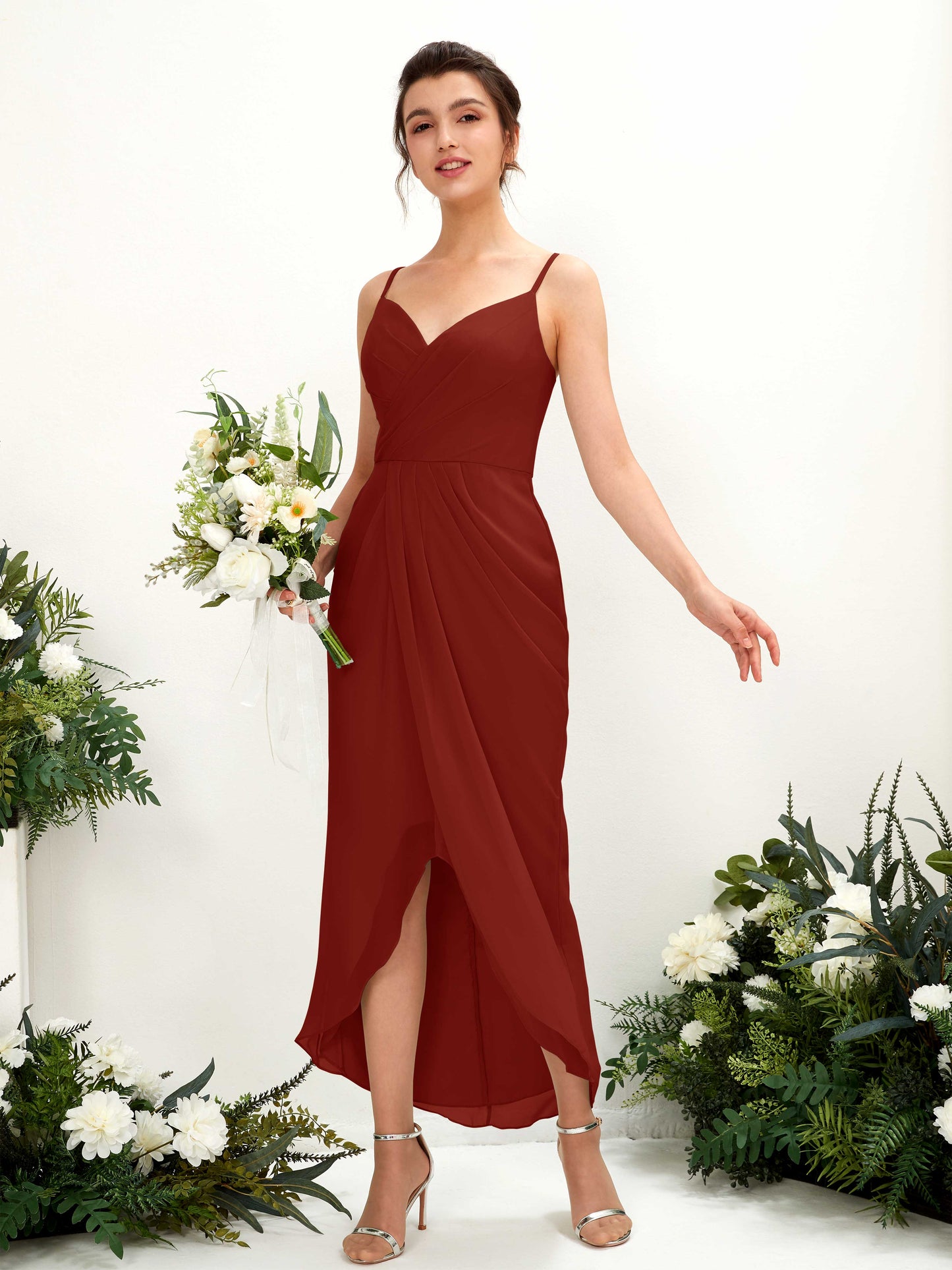 Liliane Rust Sleeveless Midi Dress