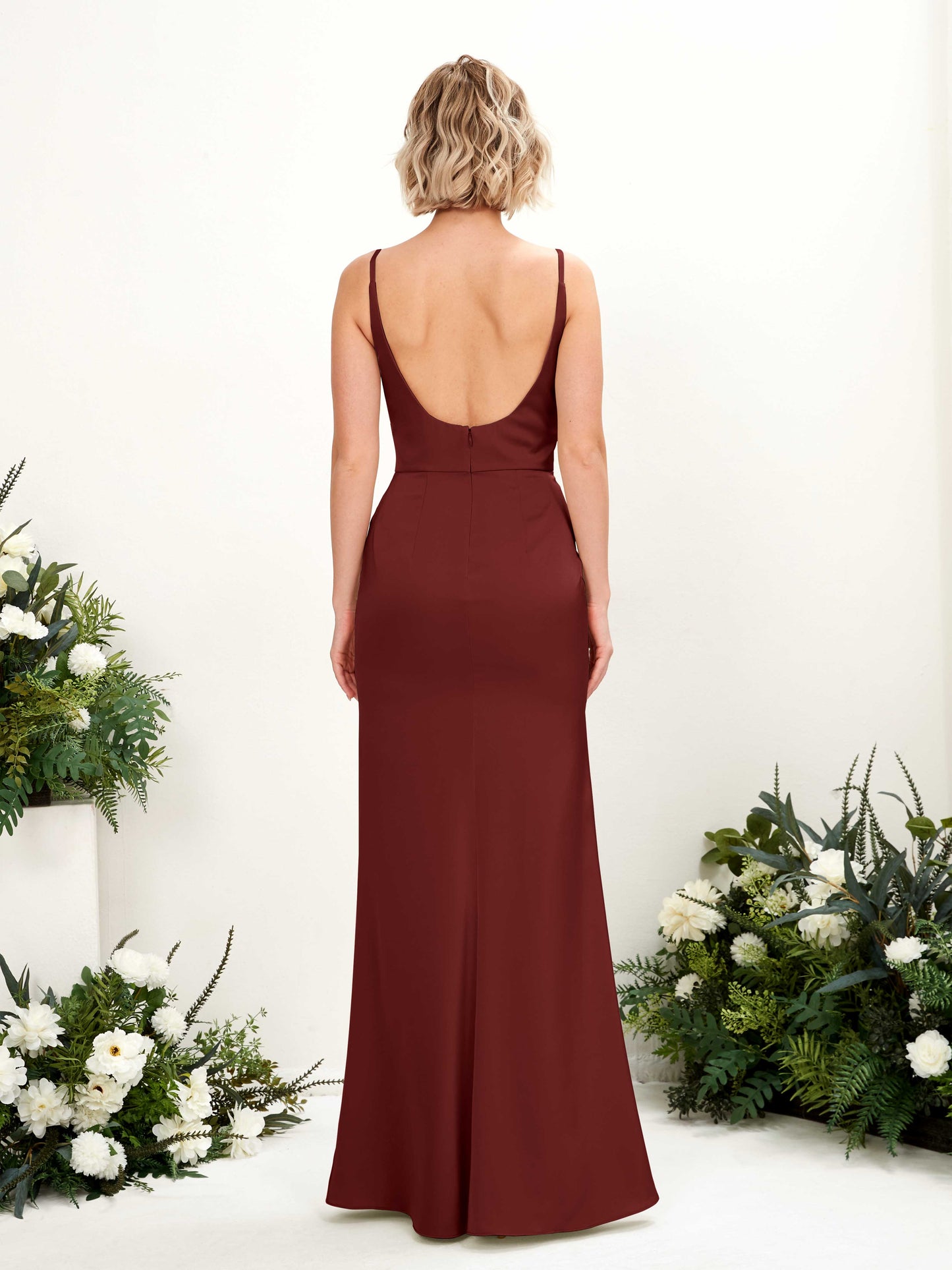 Agatha Burgundy Satin Sleeveless Maxi Dress