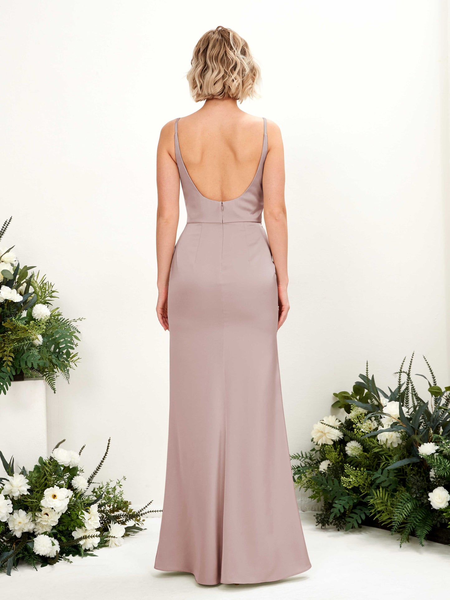 Agatha Dusty Rose Satin Sleeveless Maxi Dress