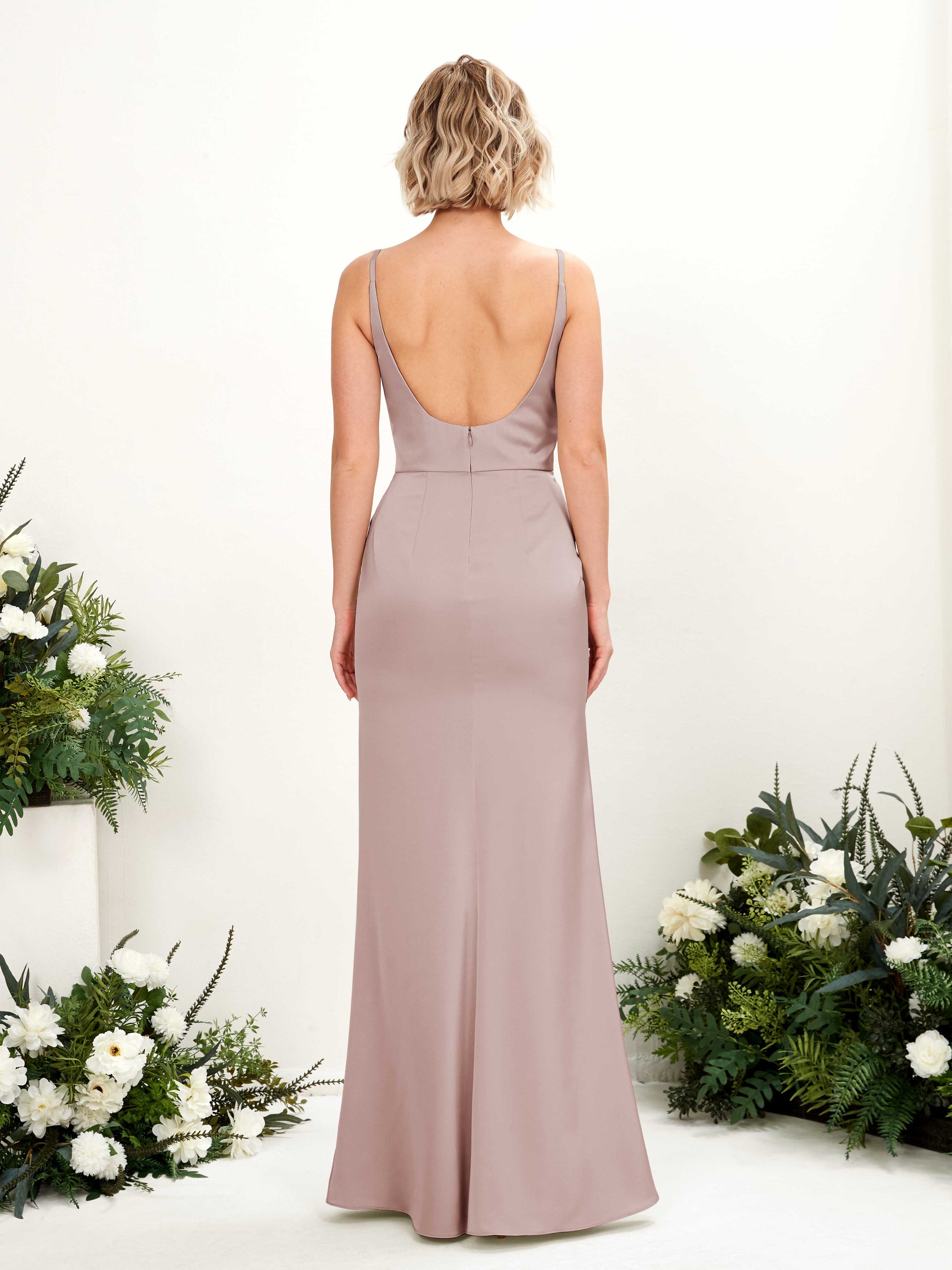 Agatha Dusty Rose Satin Sleeveless Maxi Dress