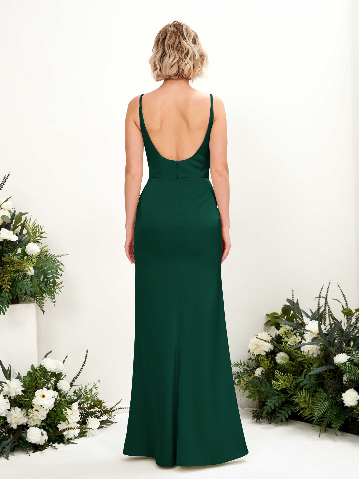 Agatha Hunter Green Satin Sleeveless Maxi Dress