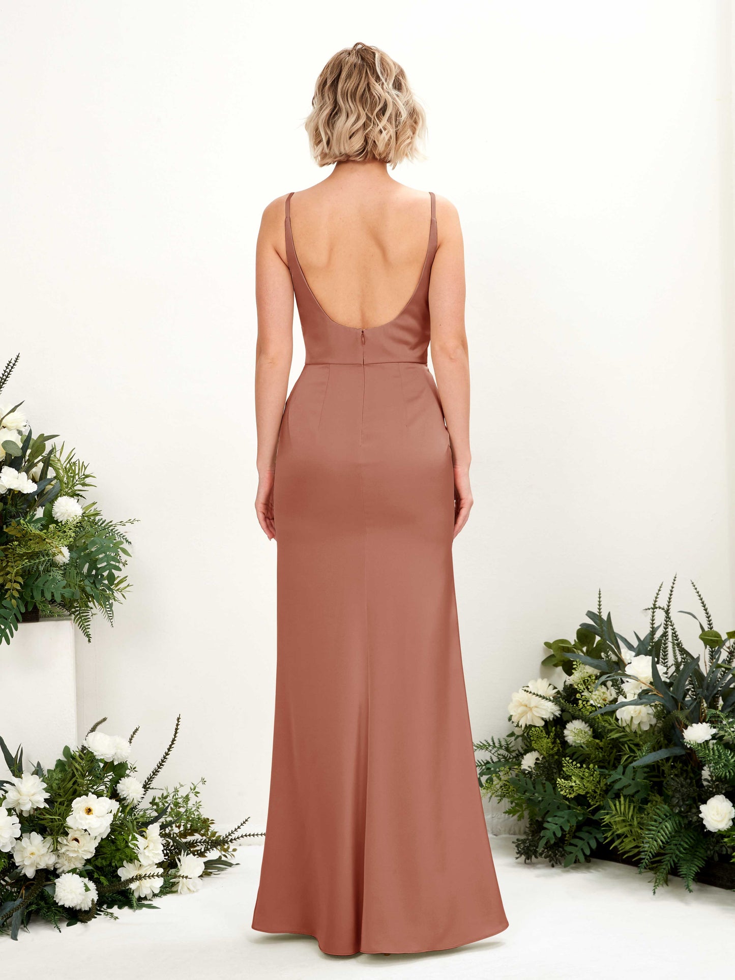 Agatha Raw Sienna Satin Sleeveless Maxi Dress