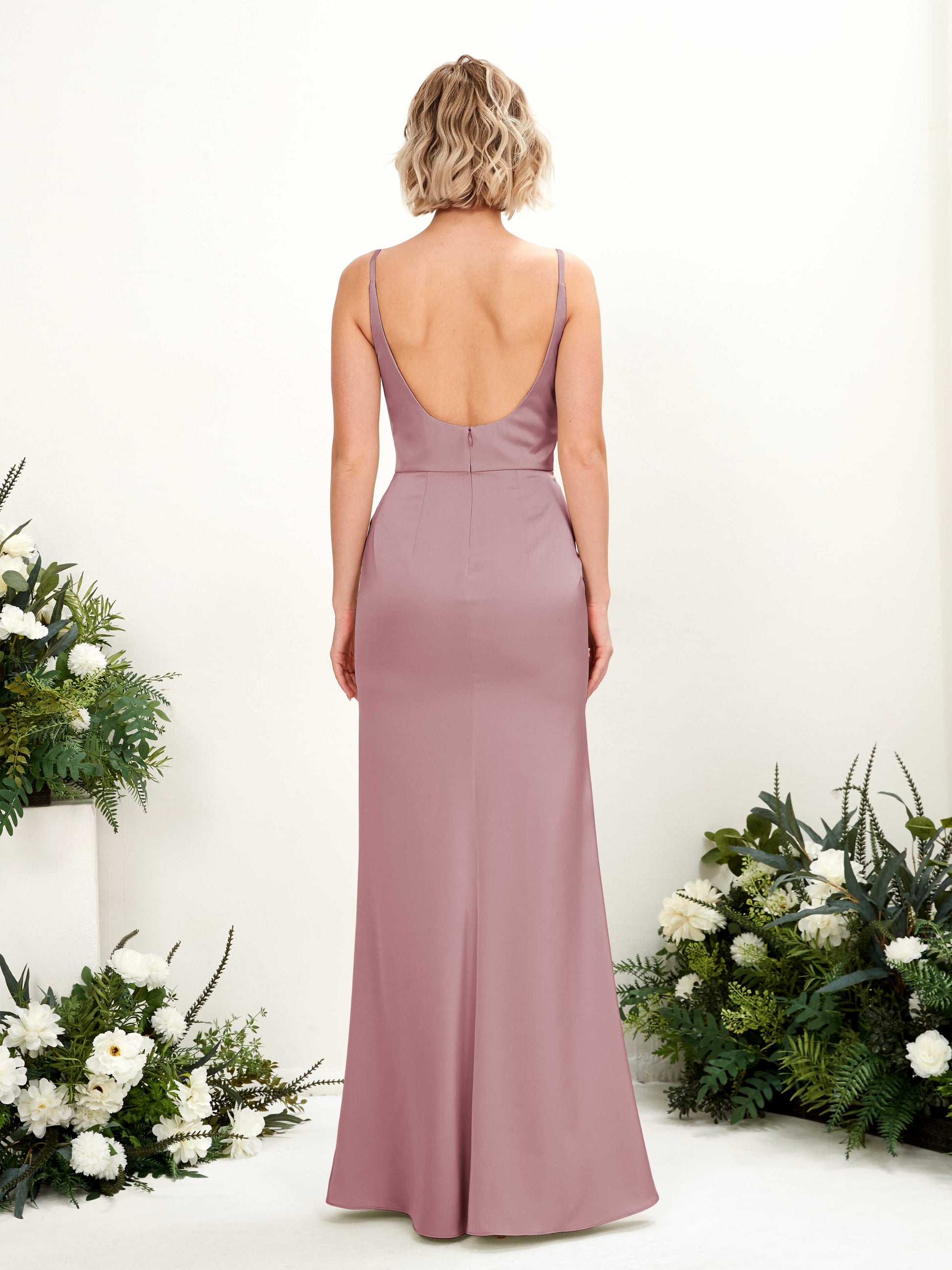 Agatha Rose Quartz Satin Sleeveless Maxi Dress