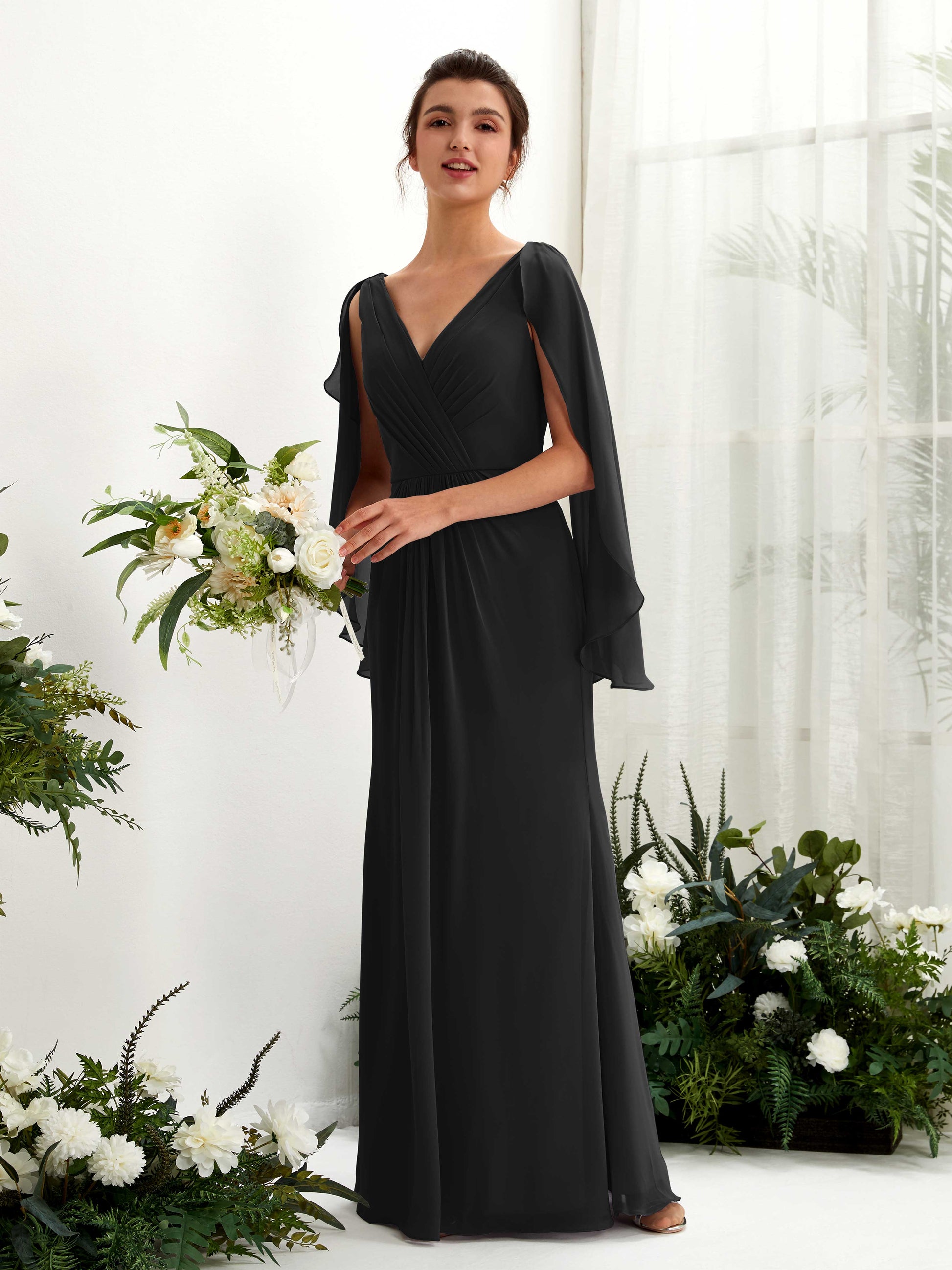 Alain Black Long Sleeve Maxi Dress