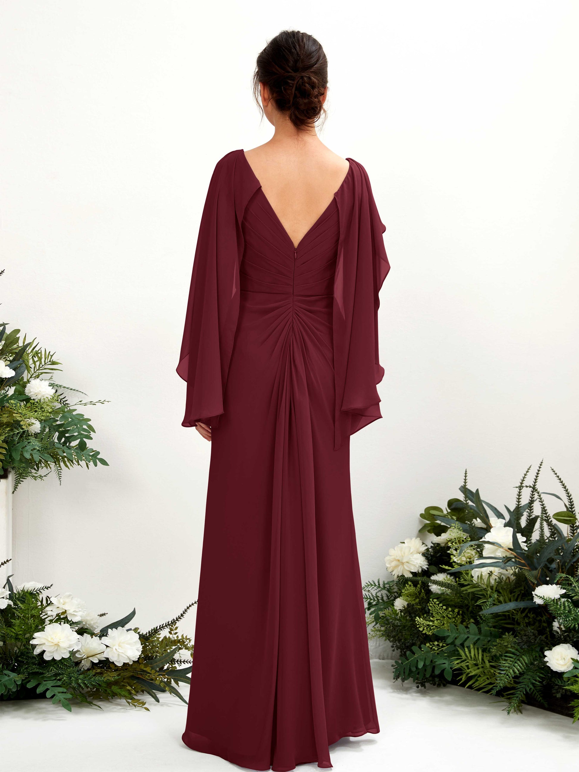 Alain Burgundy Long Sleeve Maxi Dress