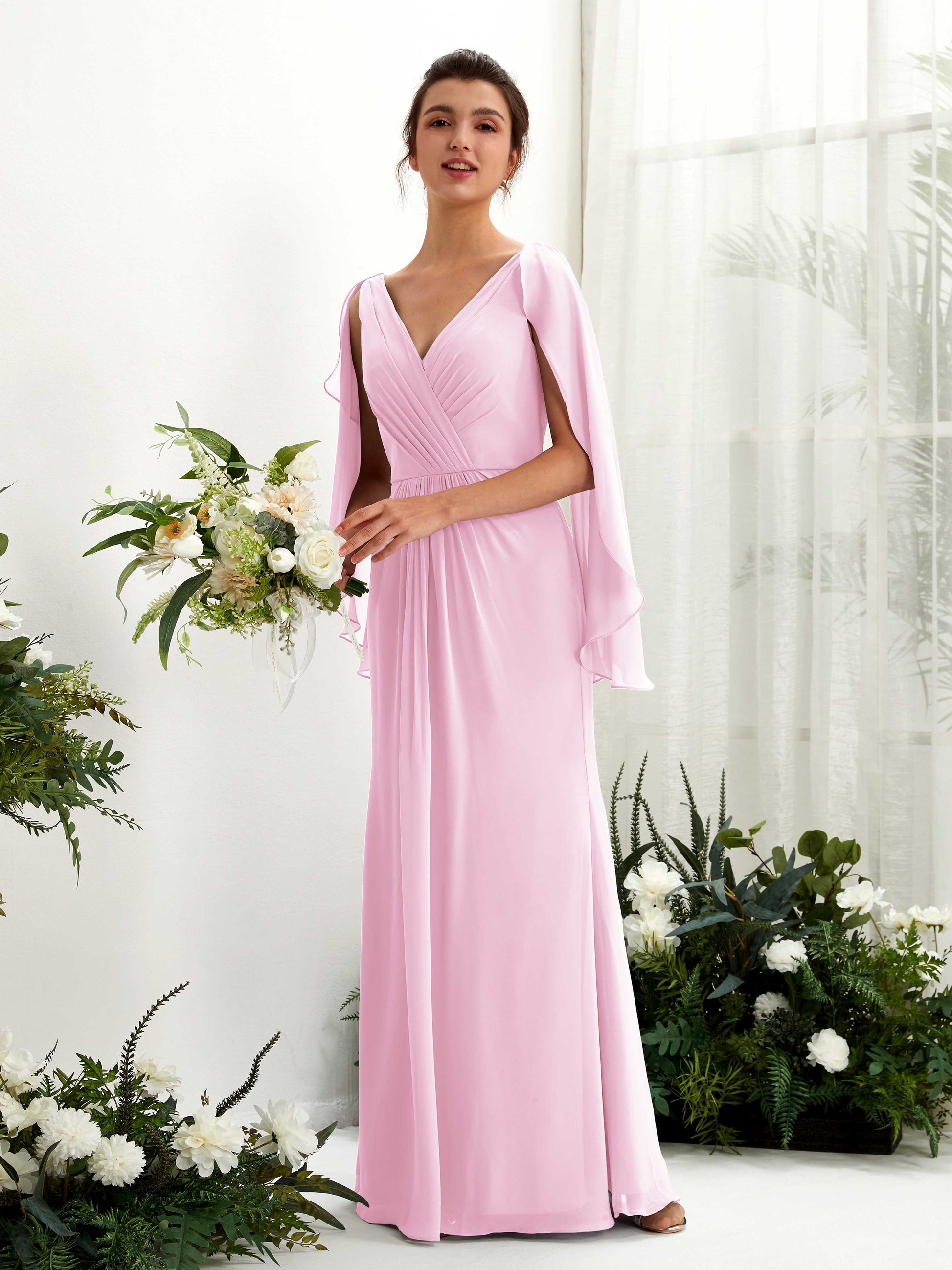 Alain Candy Pink Long Sleeve Maxi Dress