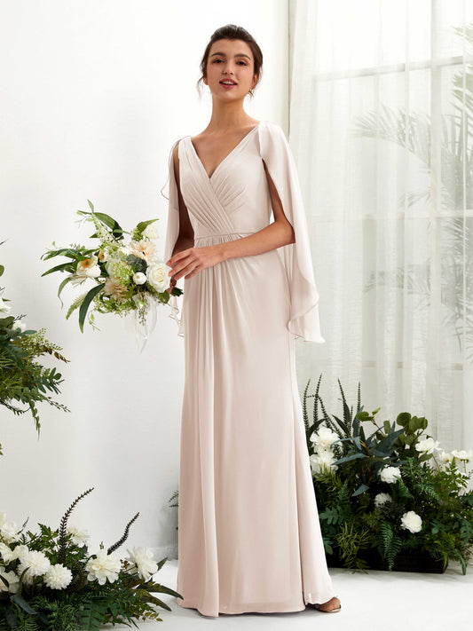 Alain Champagne Long Sleeve Maxi Dress