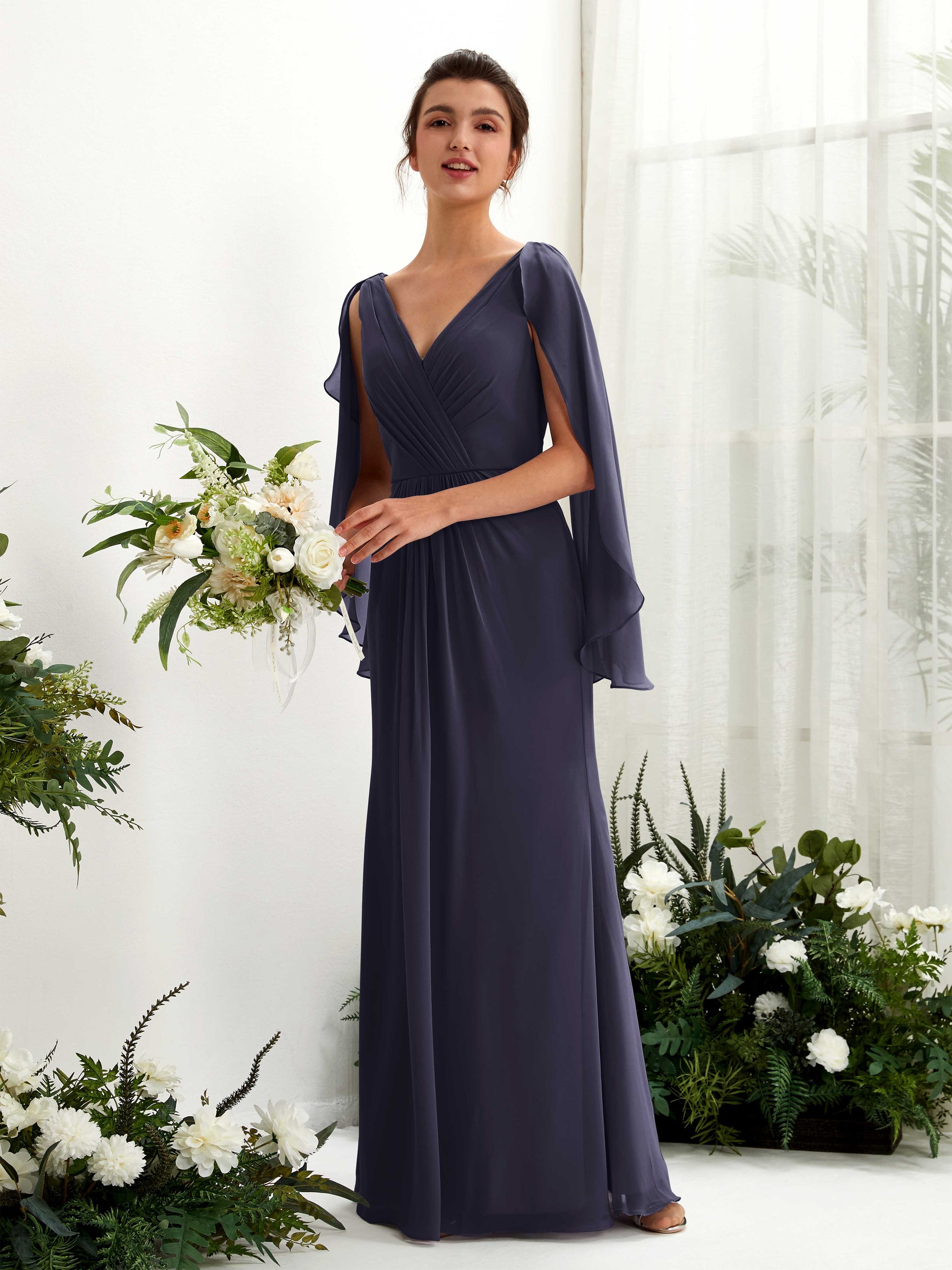 Alain Dark Navy Long Sleeve Maxi Dress