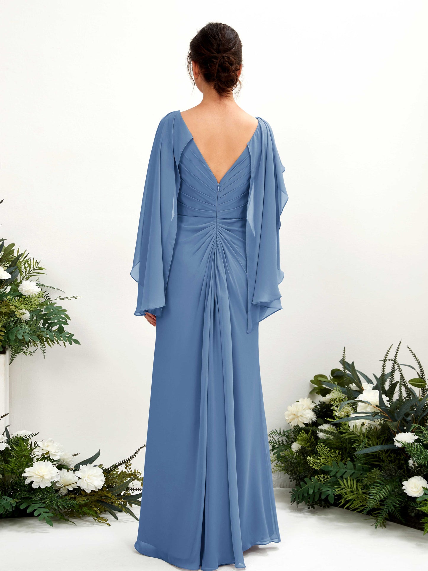 Alain Dusty Blue Long Sleeve Maxi Dress