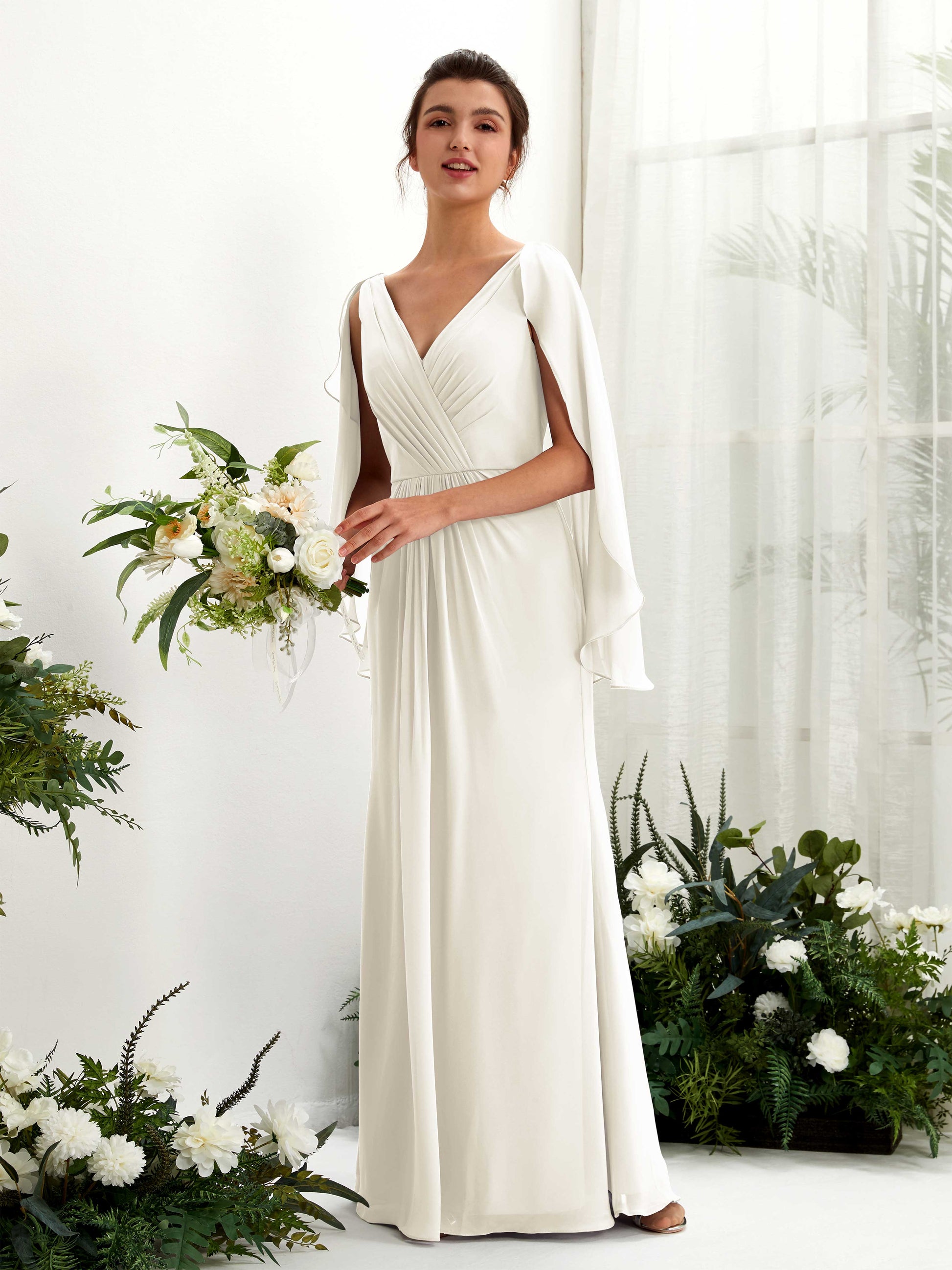 Alain Ivory Long Sleeve Maxi Dress