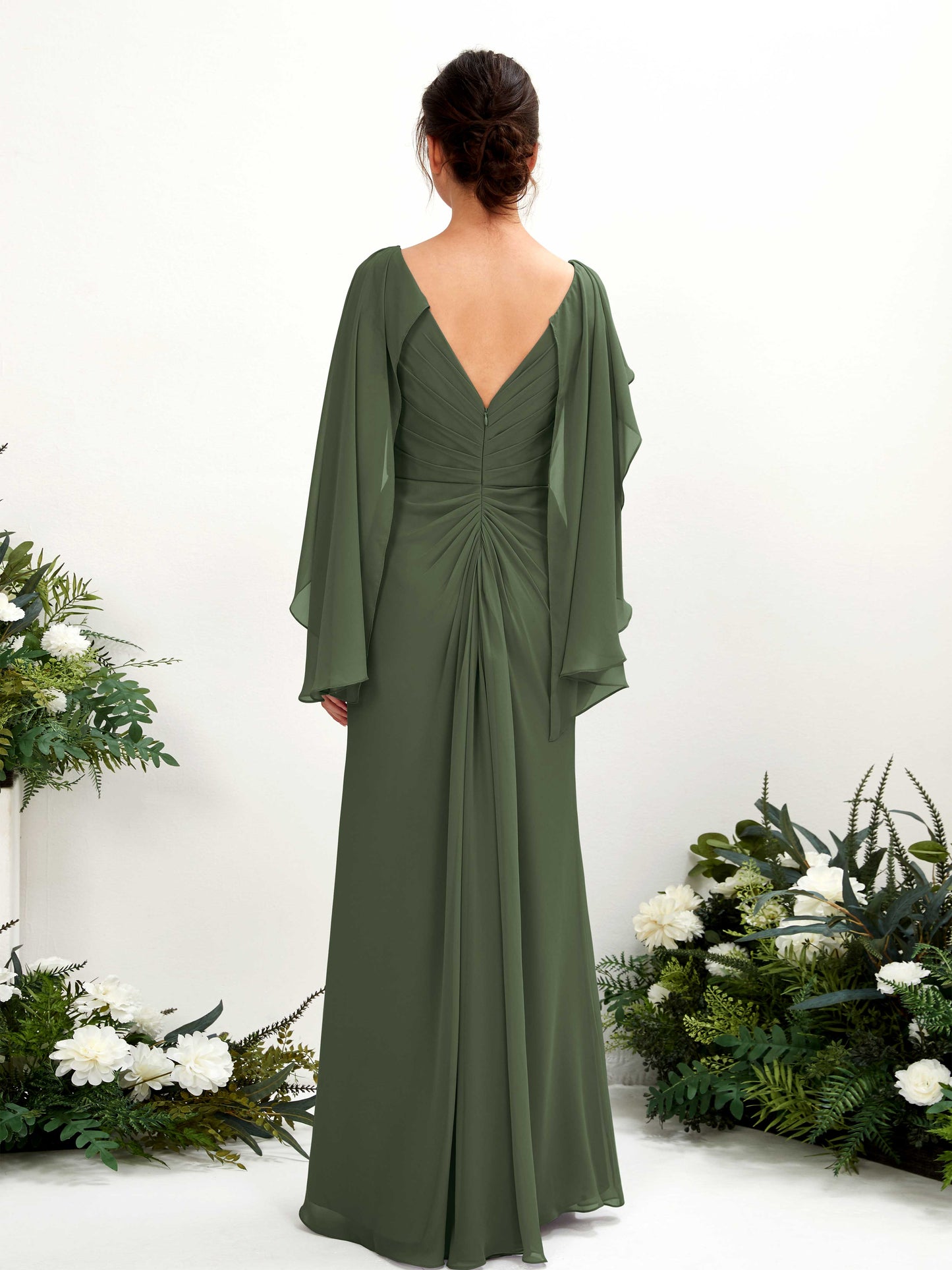 Alain Martini Olive Long Sleeve Maxi Dress