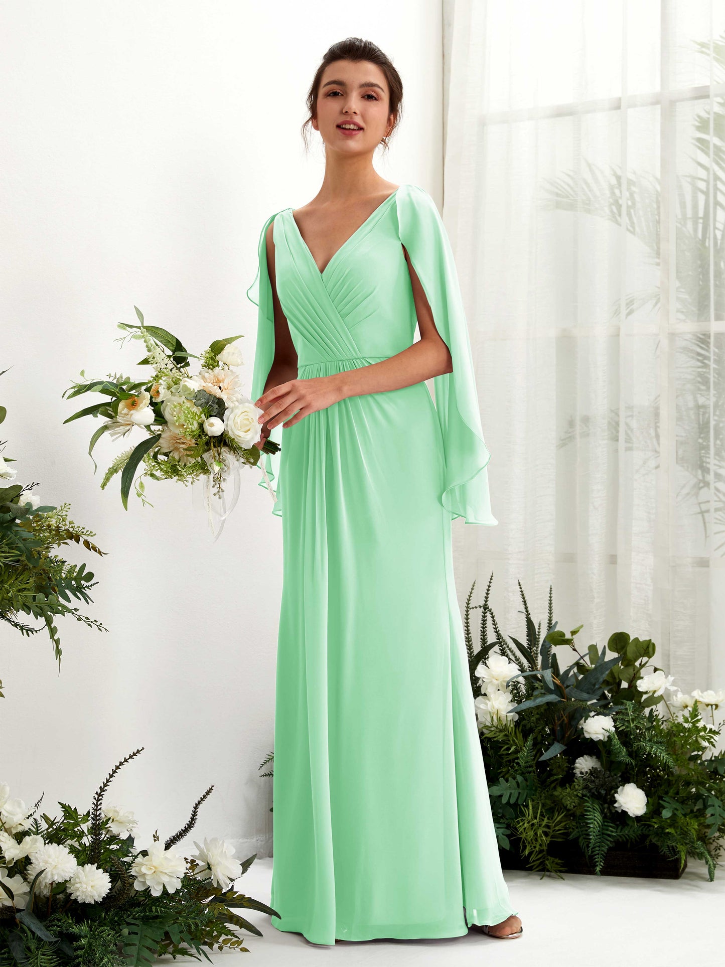 Alain Mint Green Long Sleeve Maxi Dress