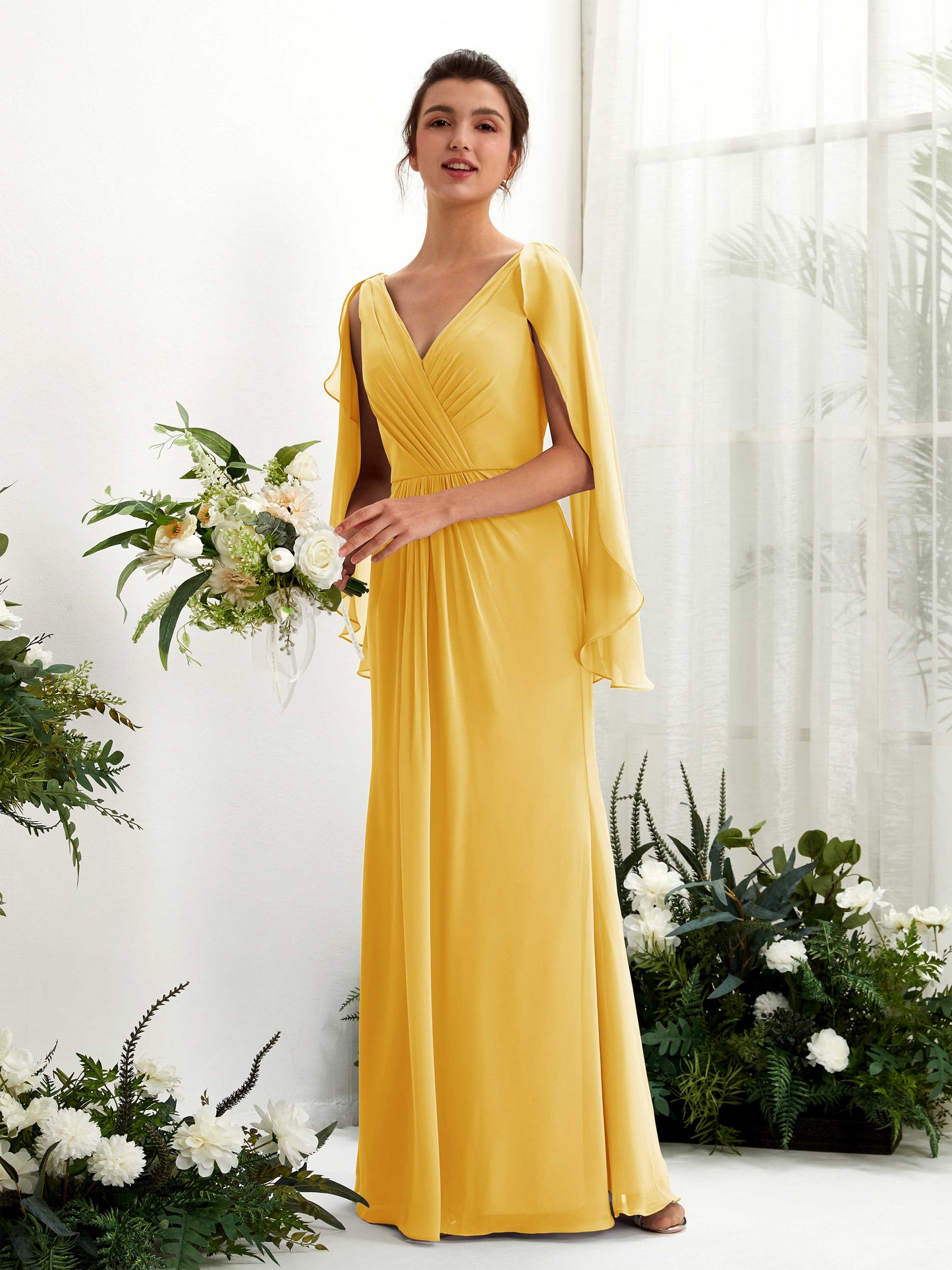 Alain Mustard Yellow Long Sleeve Maxi Dress