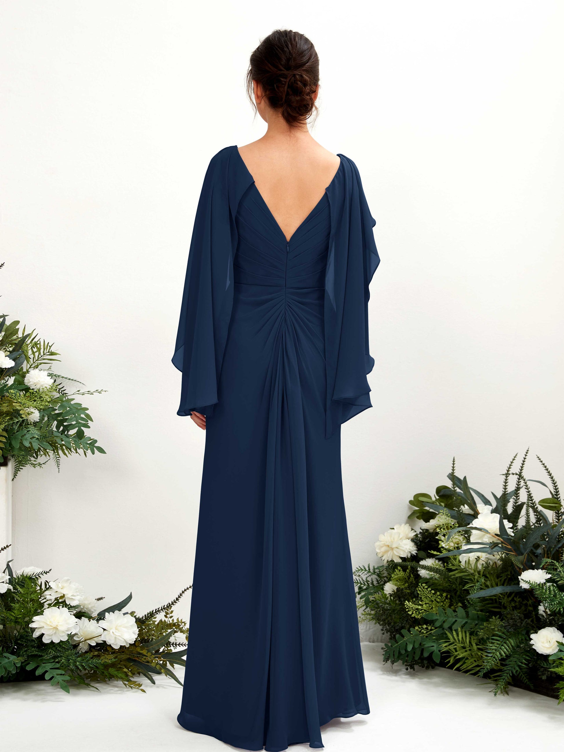 Alain Navy Long Sleeve Maxi Dress