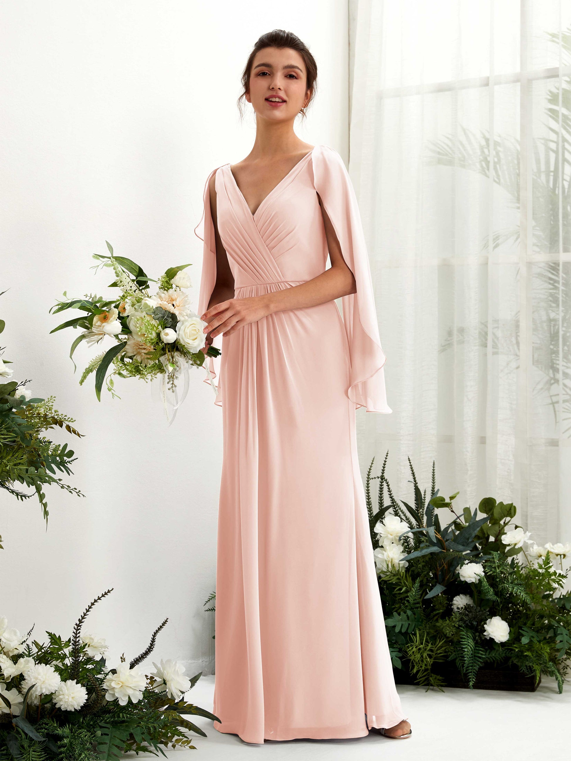 Alain Pearl Pink Long Sleeve Maxi Dress