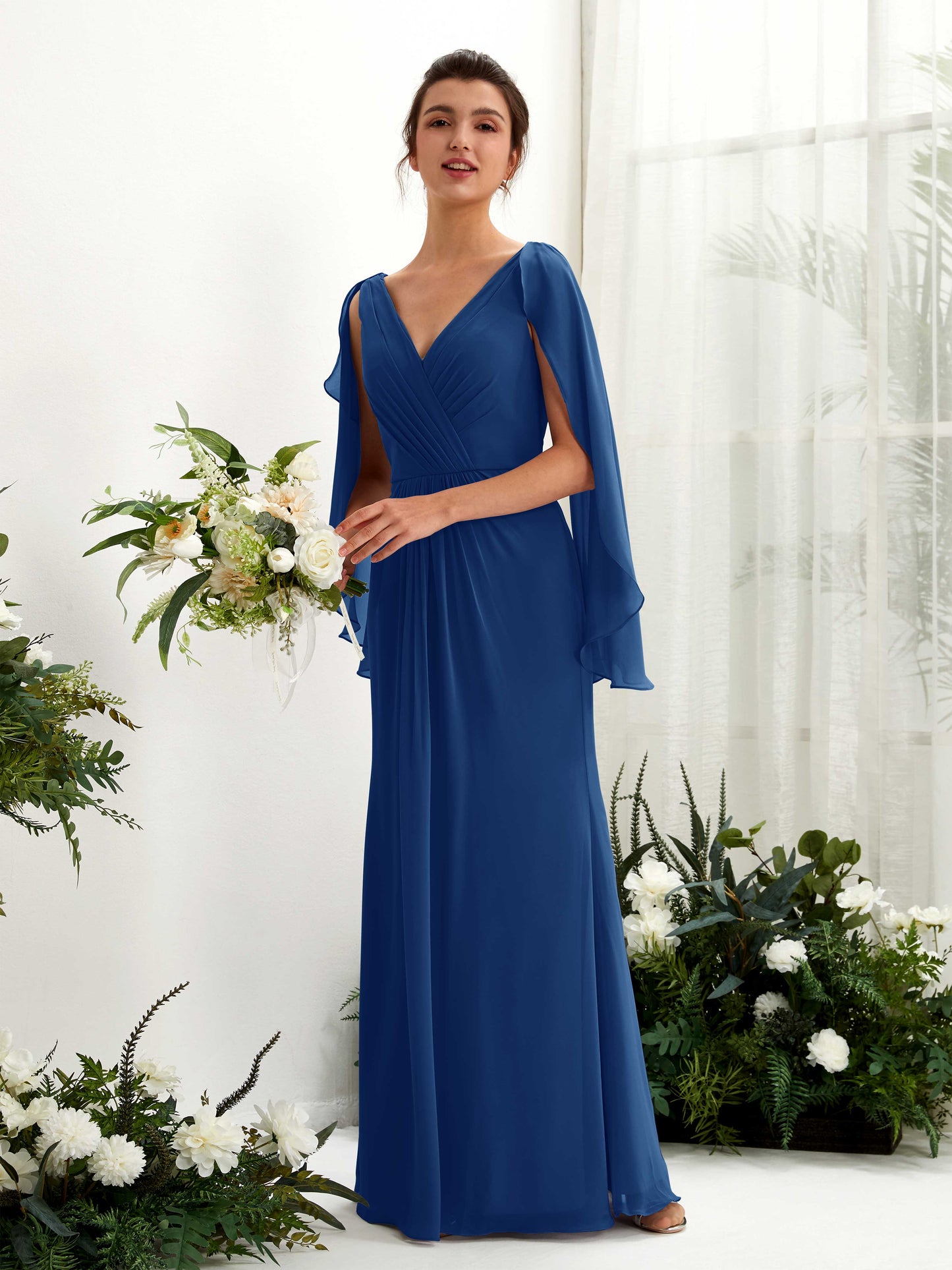 Alain Royal Blue Long Sleeve Maxi Dress