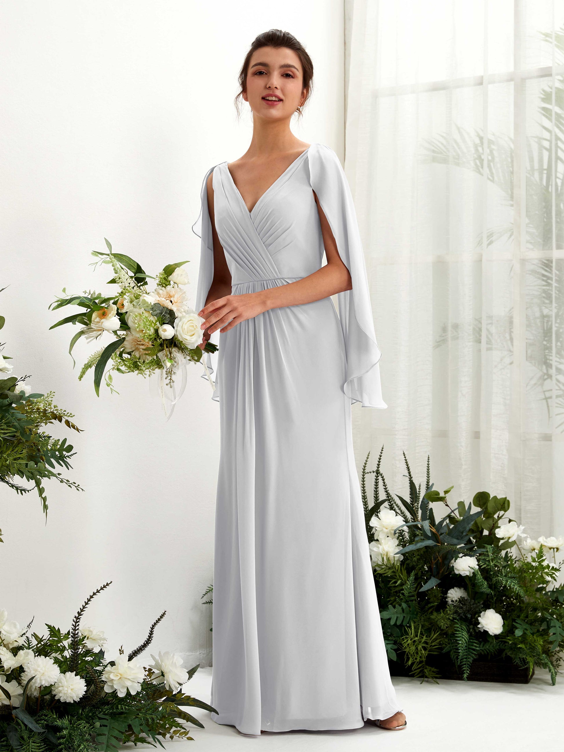 Alain Silver Long Sleeve Maxi Dress