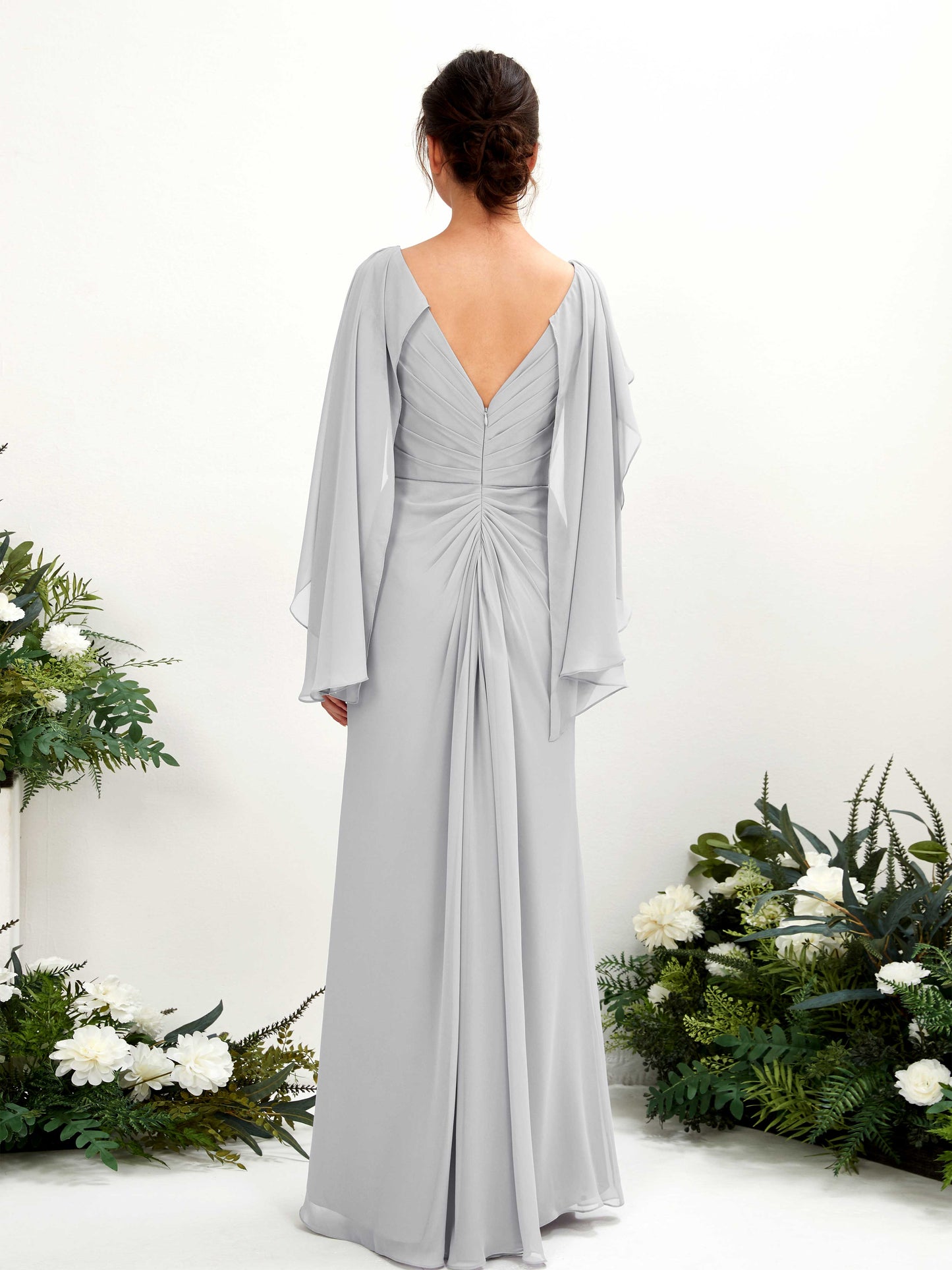 Alain Silver Long Sleeve Maxi Dress