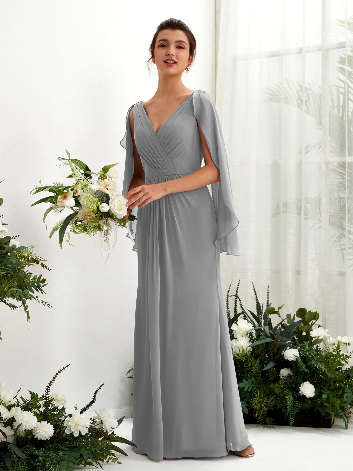 Alain Steel Gray Long Sleeve Maxi Dress