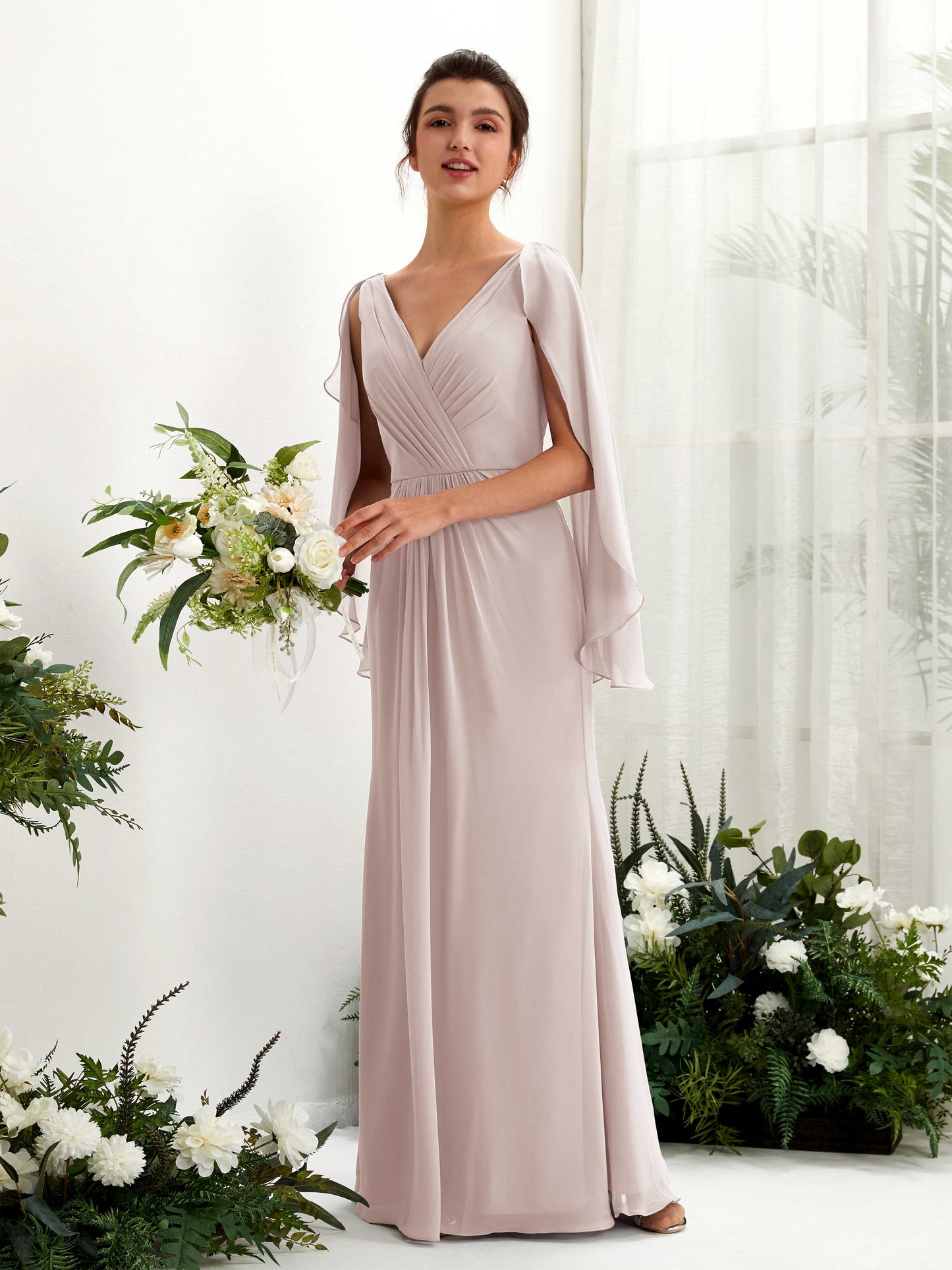 Alain Taupe Long Sleeve Maxi Dress