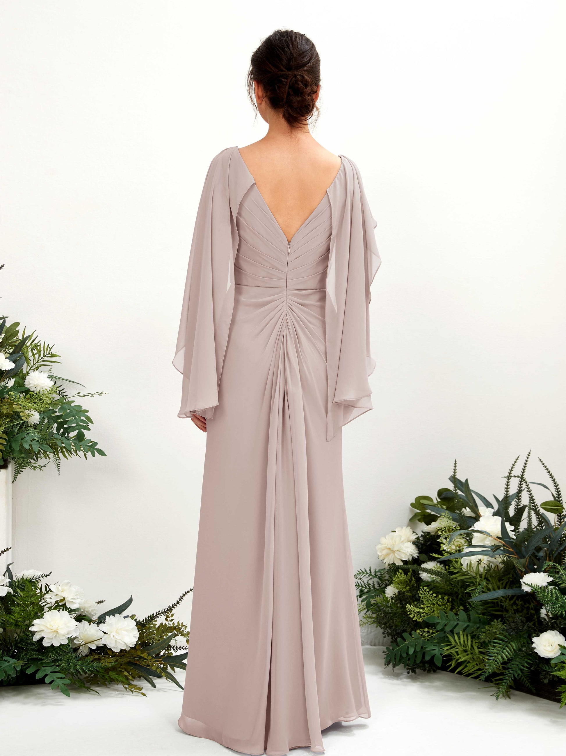 Alain Taupe Long Sleeve Maxi Dress