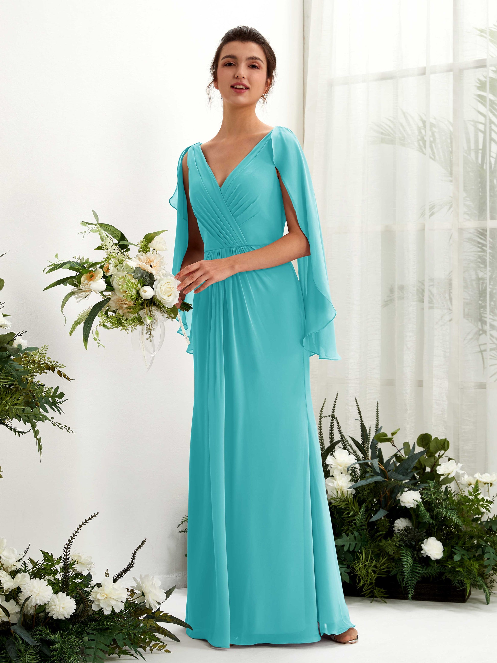 Alain Turquoise Long Sleeve Maxi Dress