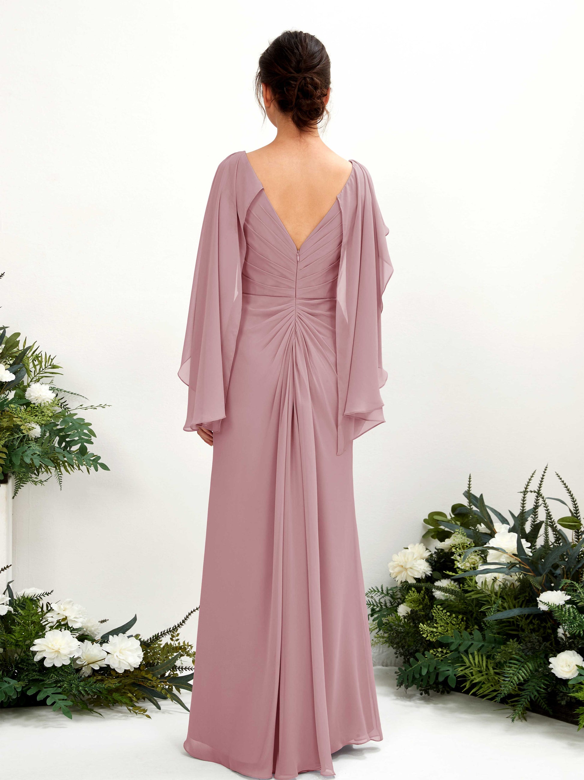 Alain Vintage Mauve Long Sleeve Maxi Dress