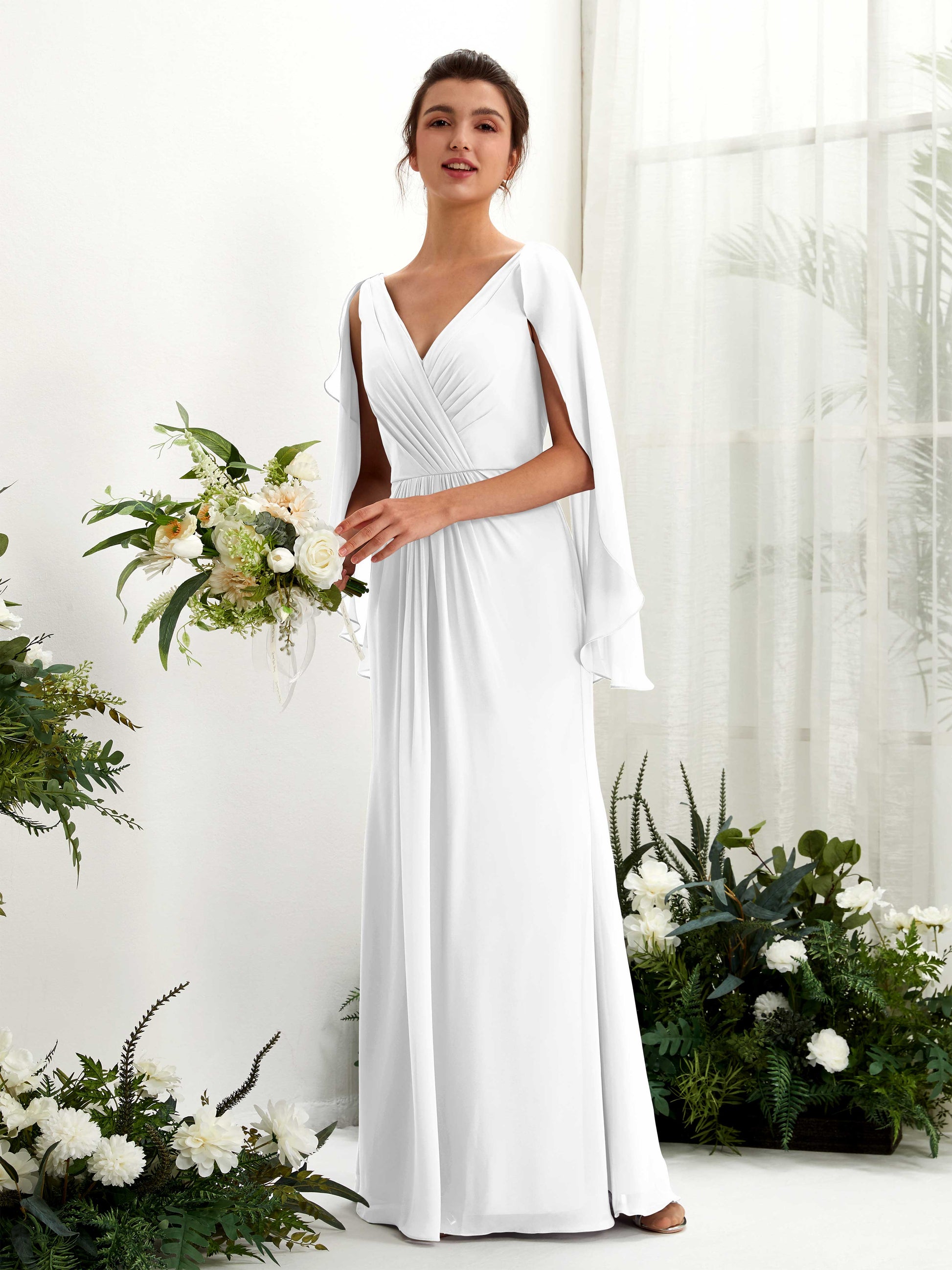 Alain White Long Sleeve Maxi Dress