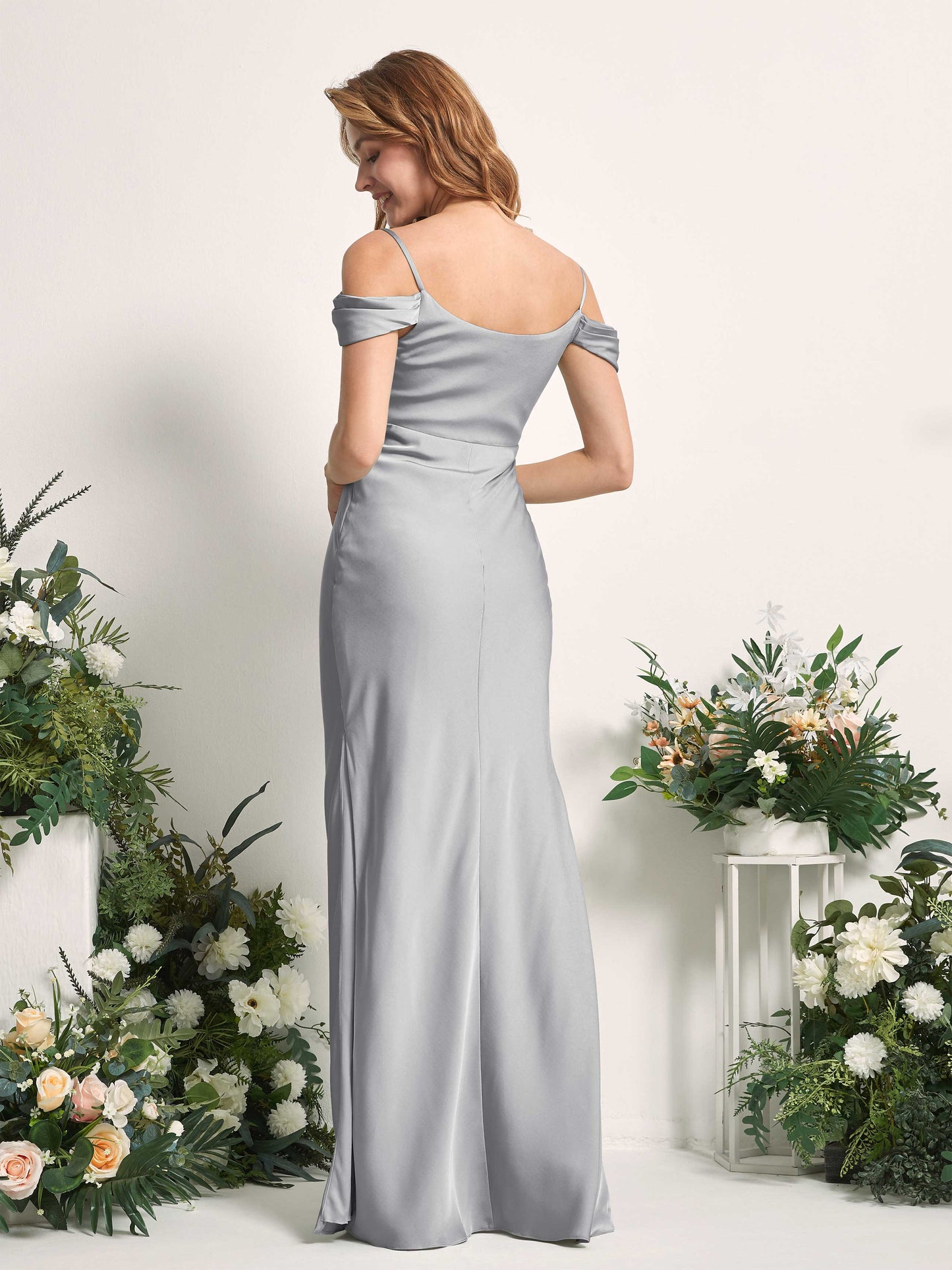 Alexis Dove Satin Off Shoulder Maxi Dress