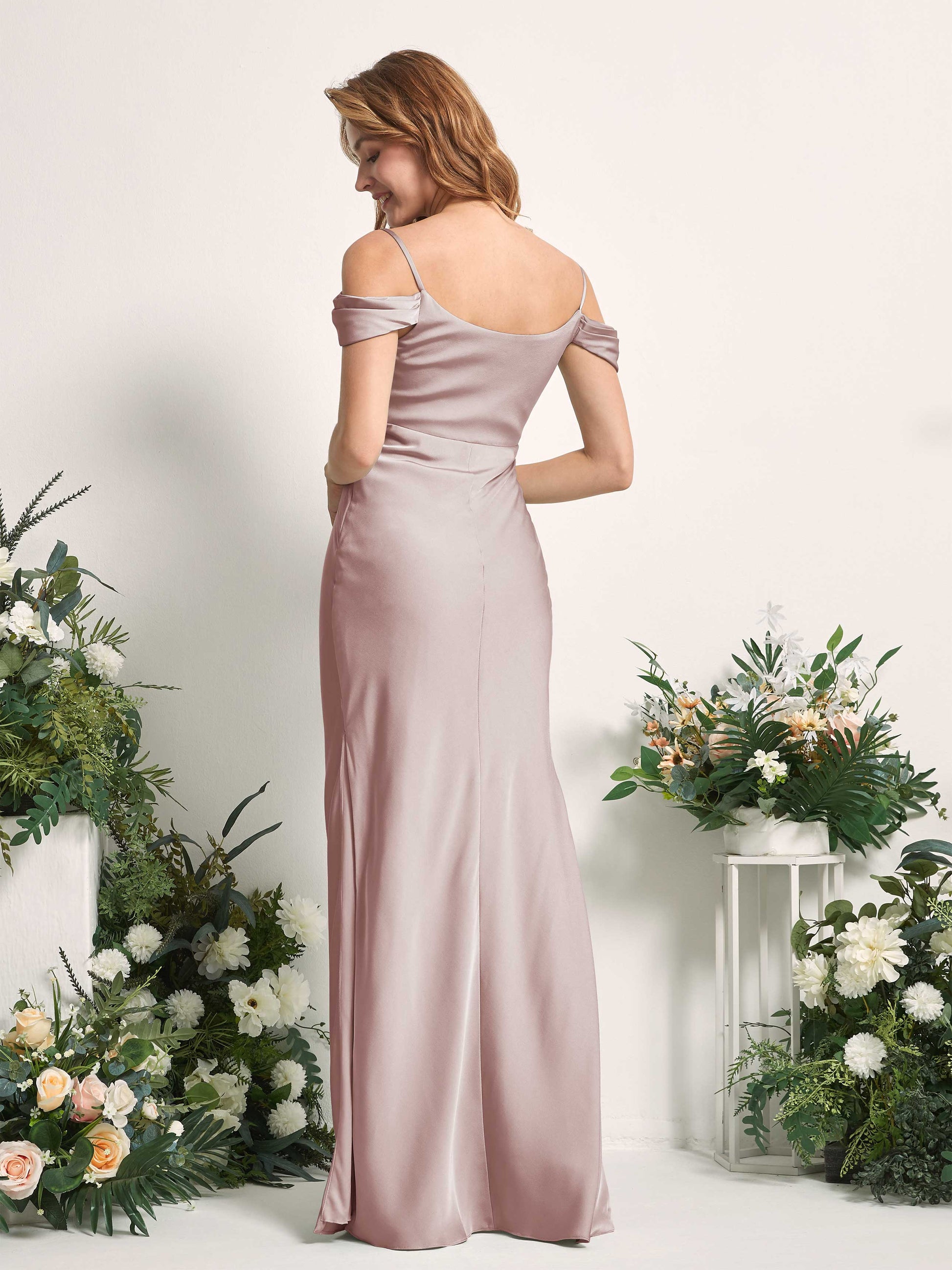 Alexis Dusty Rose Satin Off Shoulder Maxi Dress