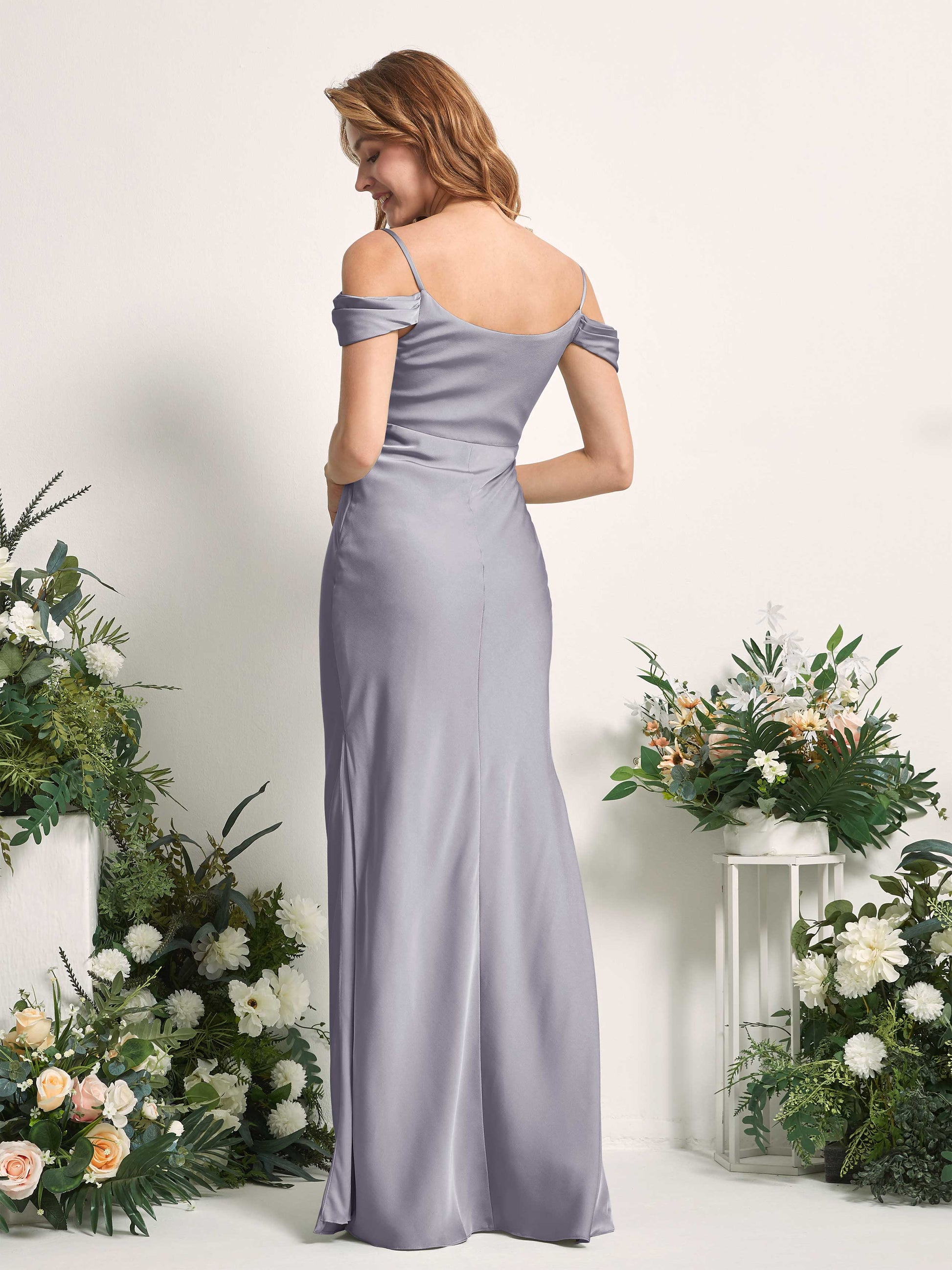 Alexis Purple Haze Satin Off Shoulder Maxi Dress