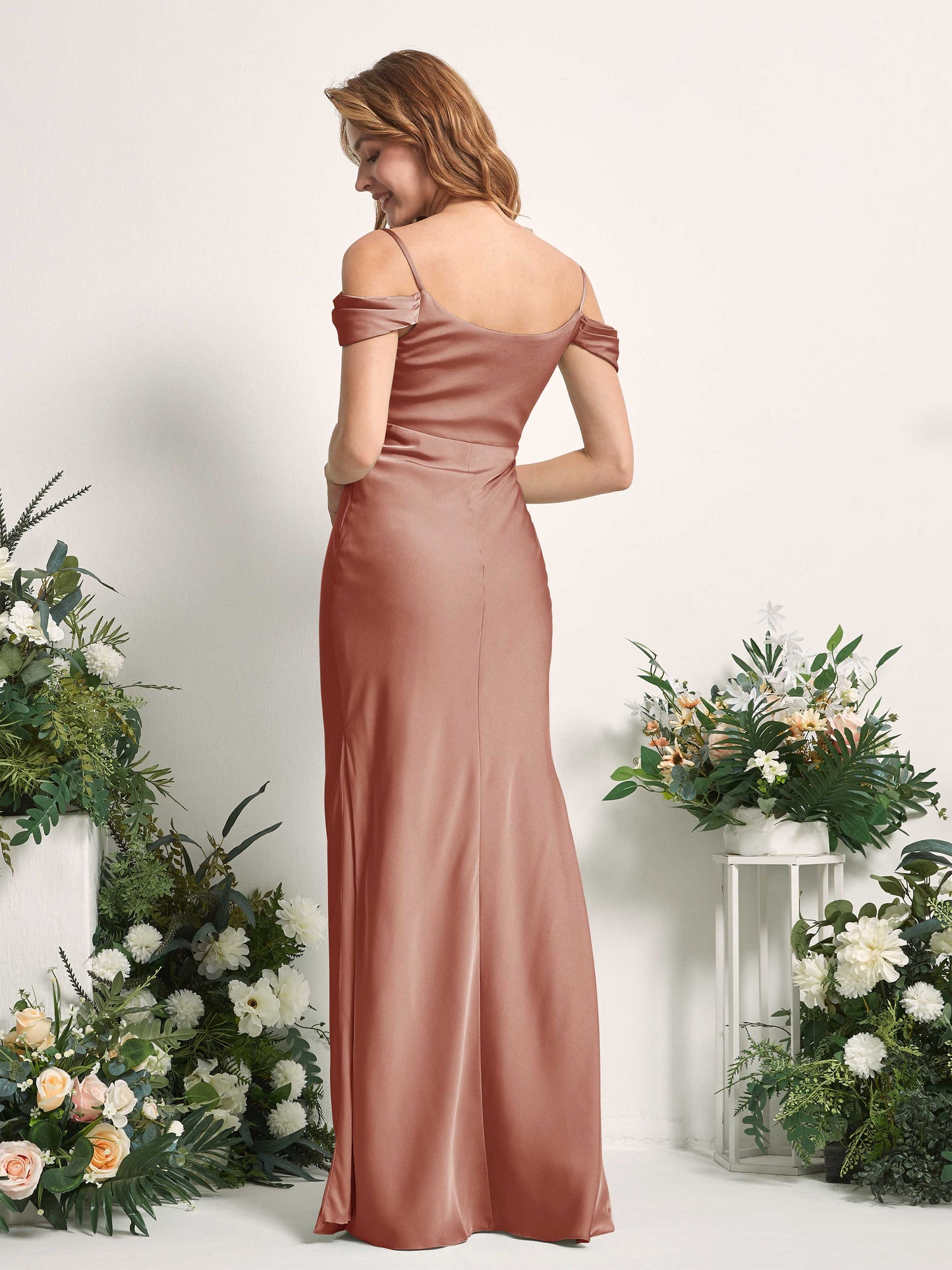 Alexis Raw Sienna Satin Off Shoulder Maxi Dress