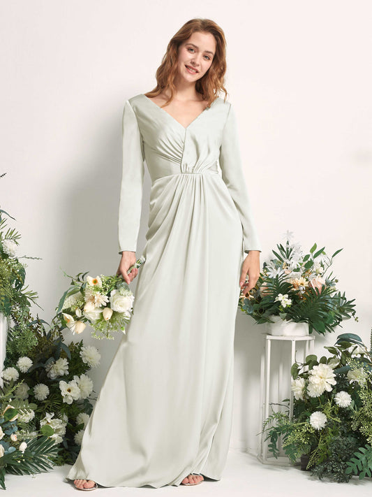 Alicia Ivory Satin Long Sleeve Maxi Dress