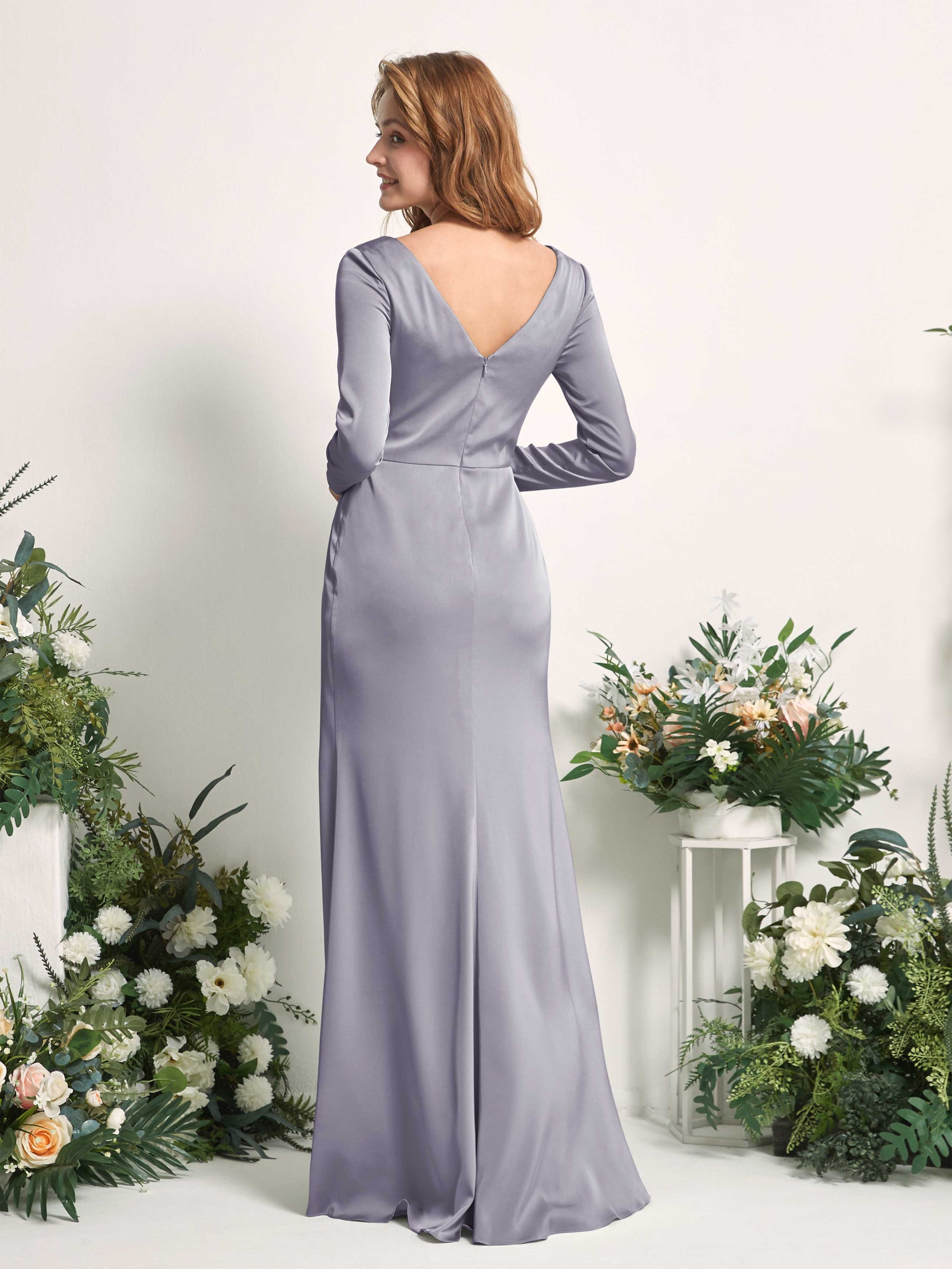 Alicia Purple Haze Satin Long Sleeve Maxi Dress