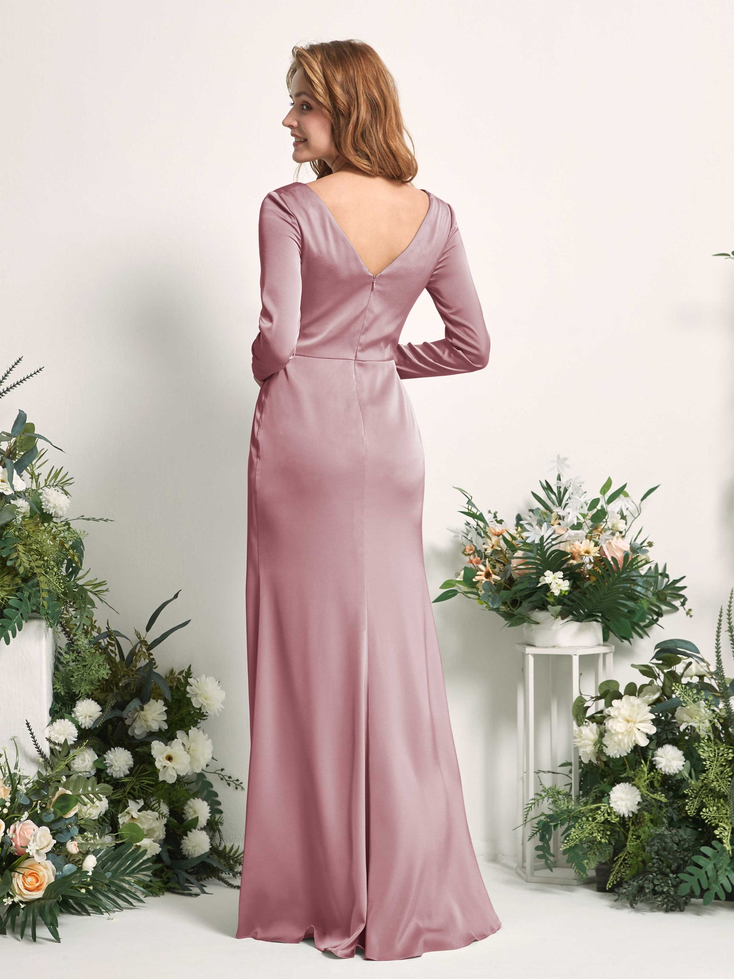 Alicia Rose Quartz Satin Long Sleeve Maxi Dress