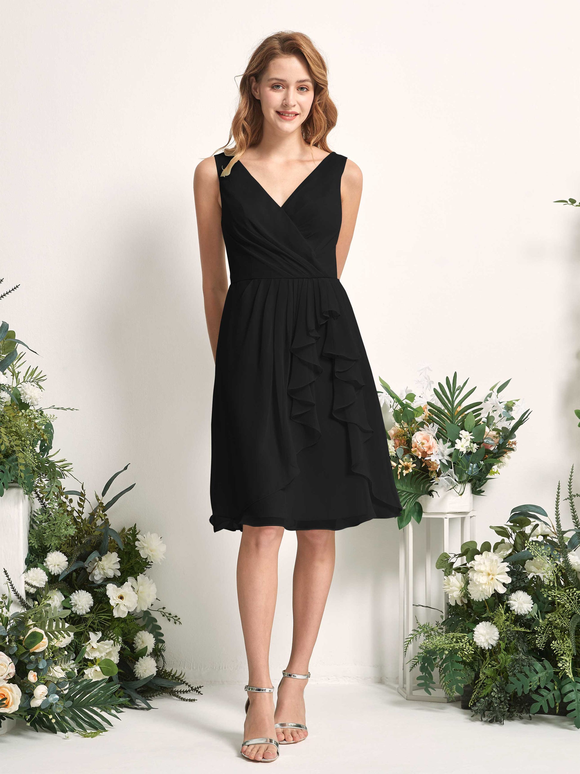 Alisha Black Sleeveless Midi Dress