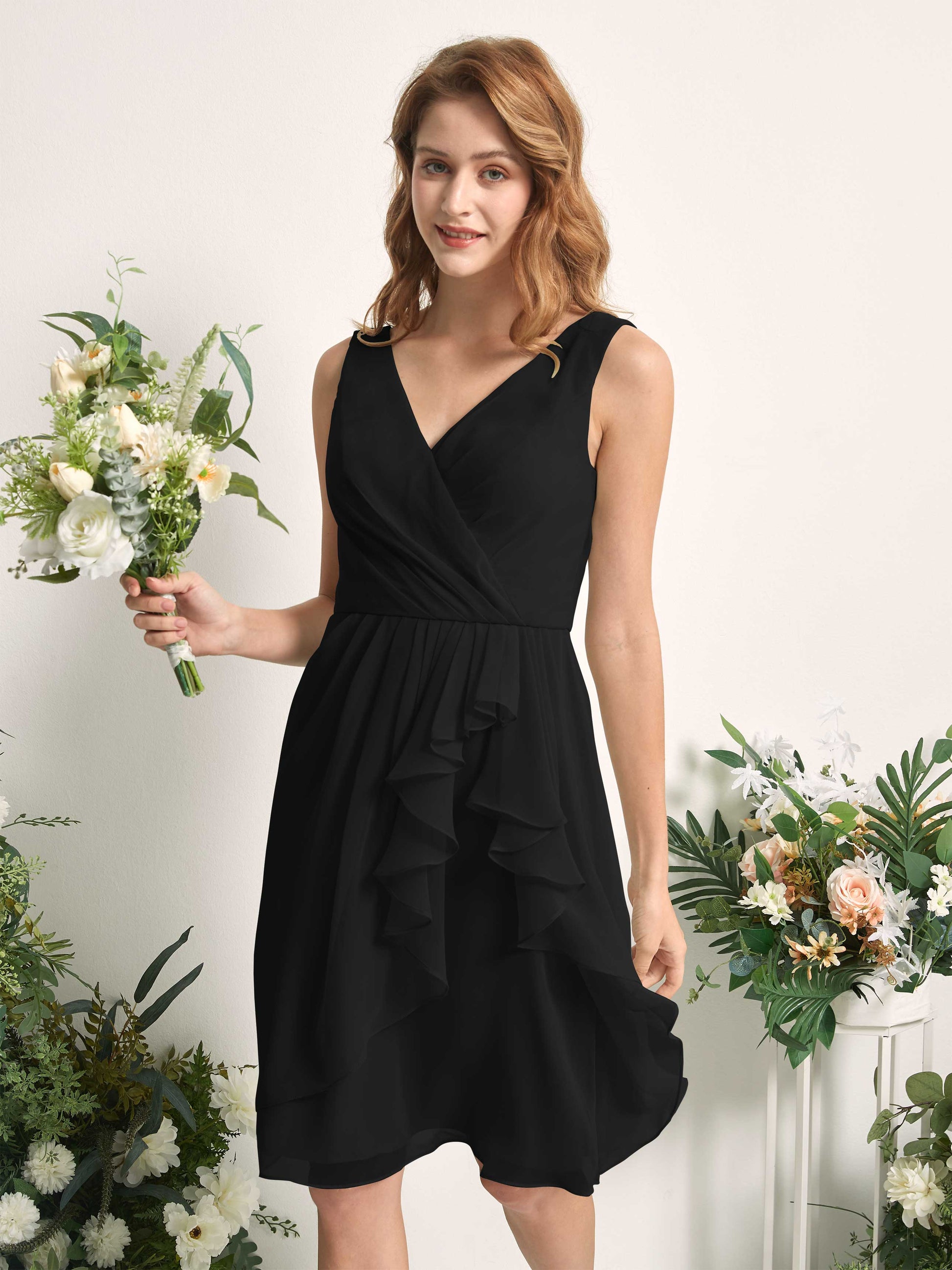 Alisha Black Sleeveless Midi Dress