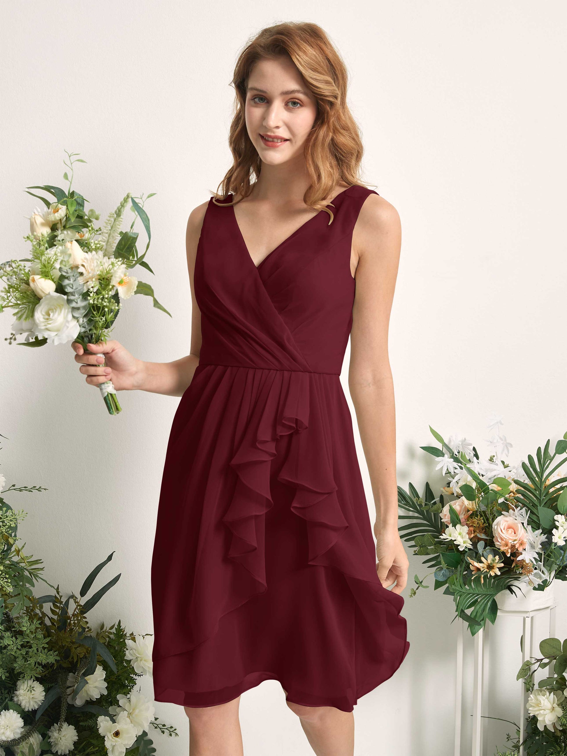 Alisha Burgundy Sleeveless Midi Dress