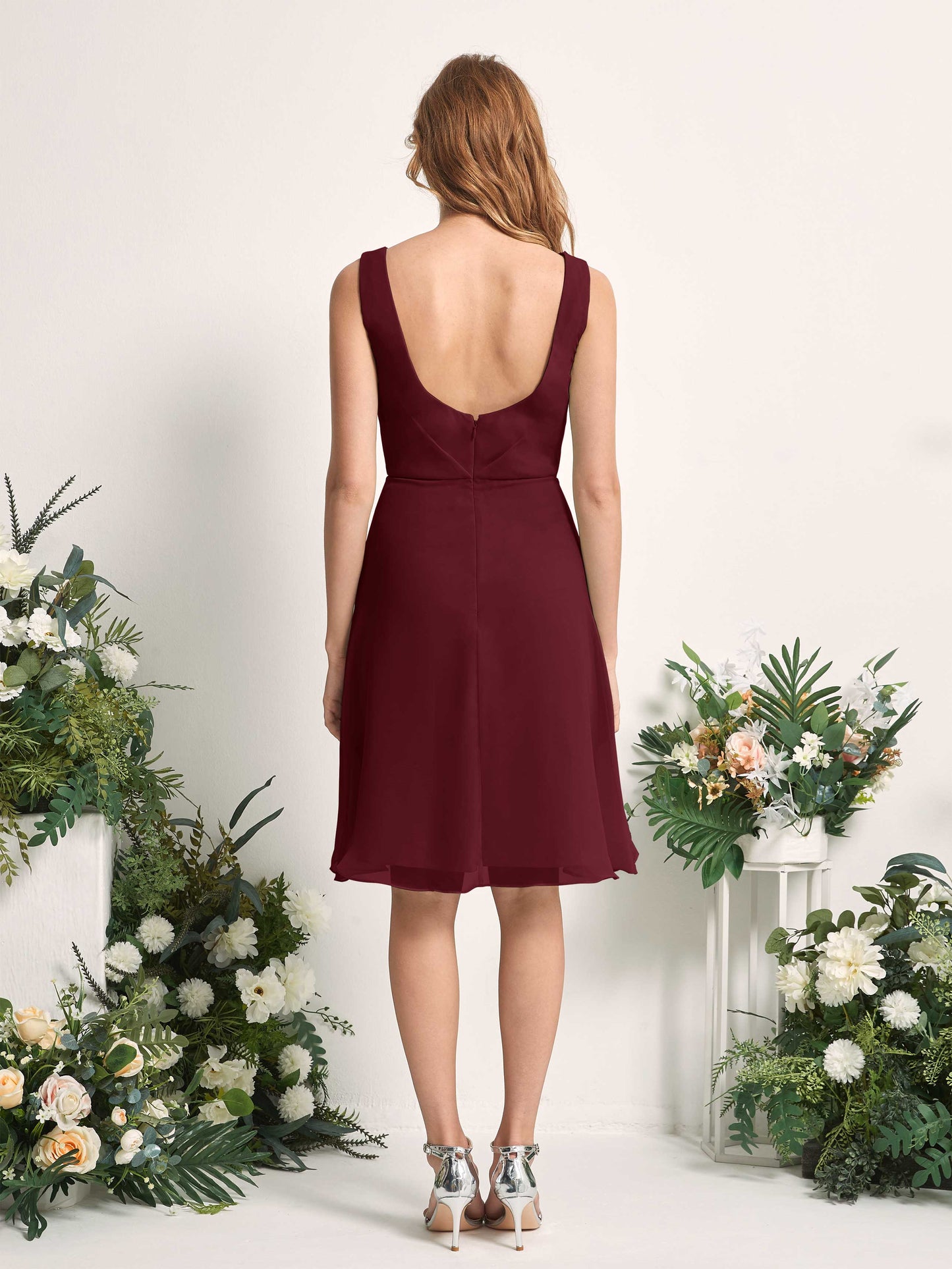 Alisha Burgundy Sleeveless Midi Dress