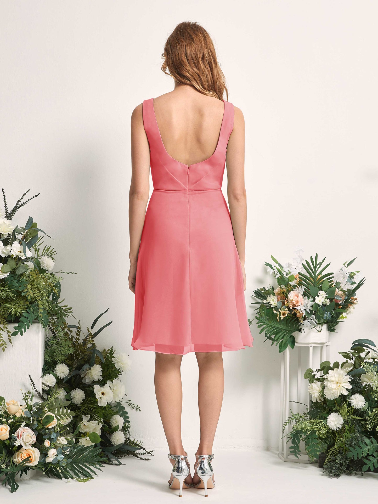 Alisha Coral Pink Sleeveless Midi Dress