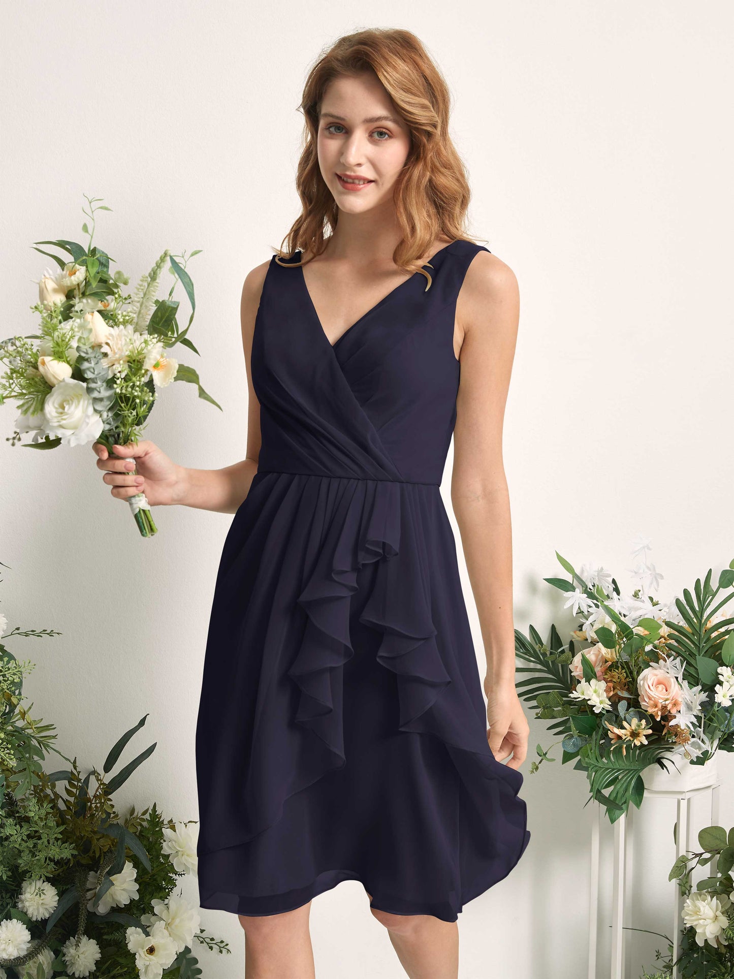 Alisha Dark Navy Sleeveless Midi Dress