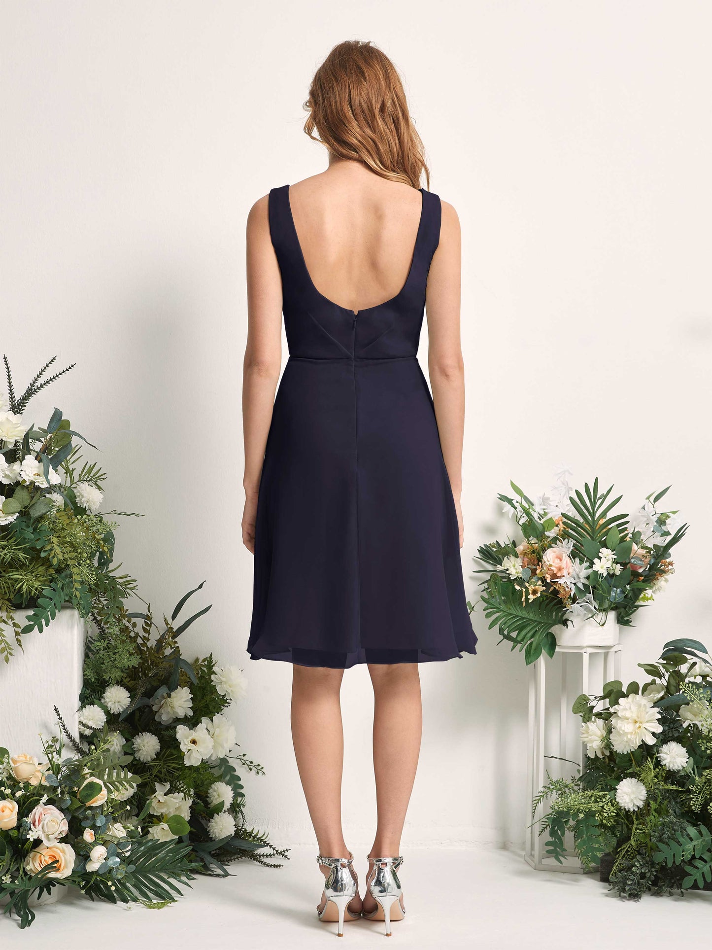 Alisha Dark Navy Sleeveless Midi Dress