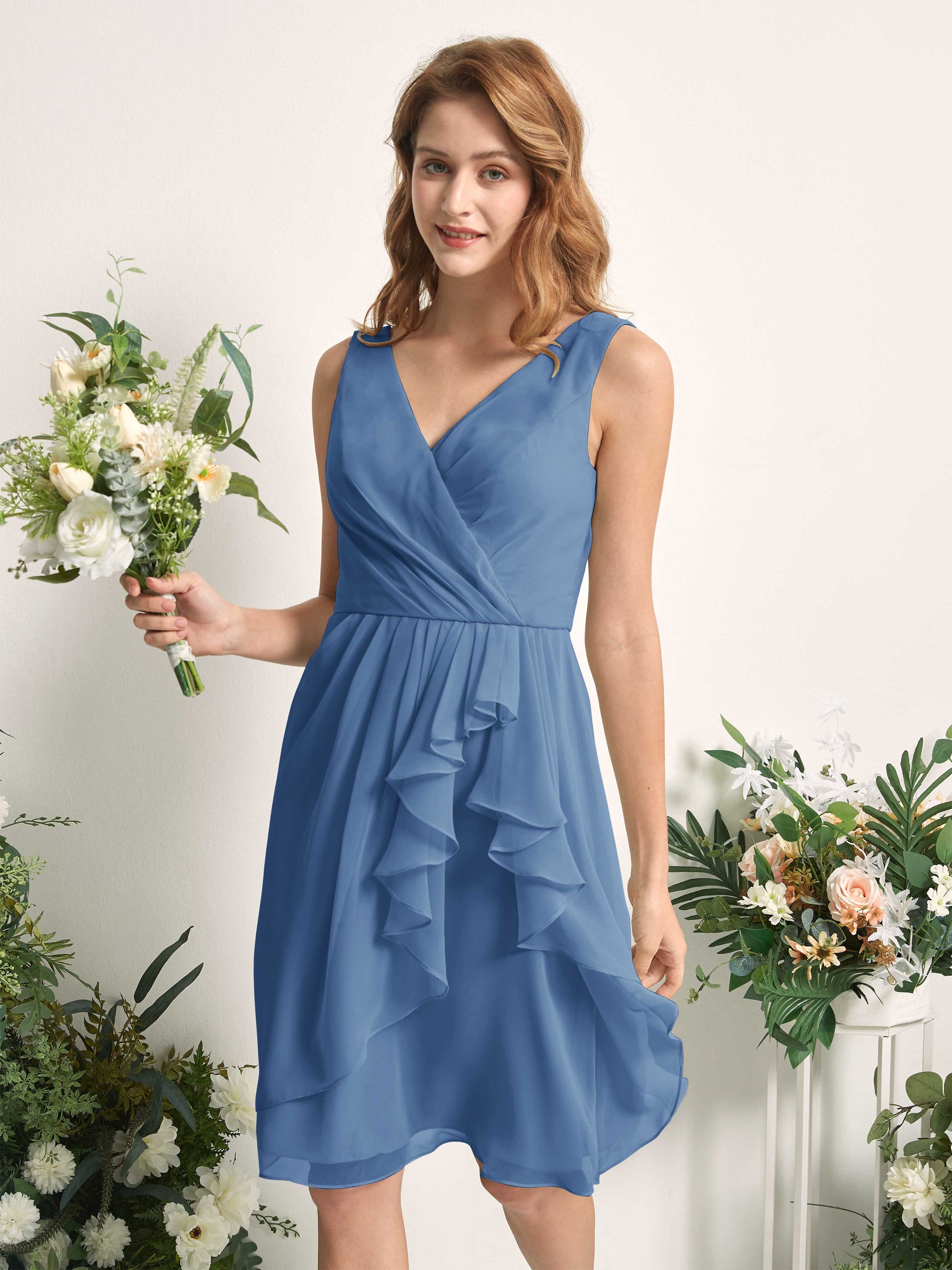 Alisha Dusty Blue Sleeveless Midi Dress