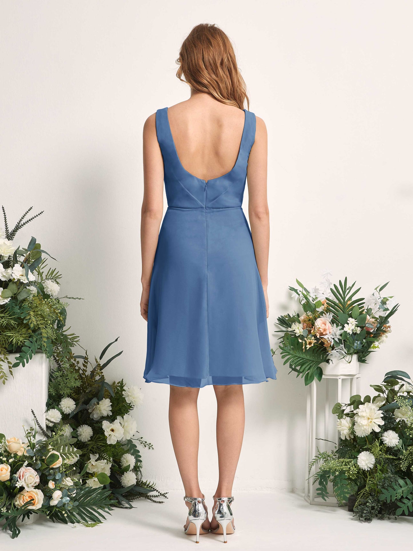 Alisha Dusty Blue Sleeveless Midi Dress