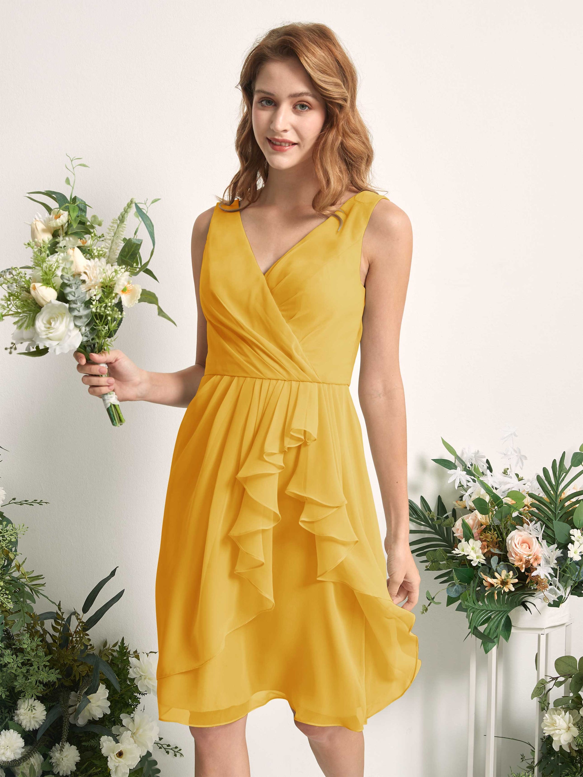 Alisha Mustard Yellow Sleeveless Midi Dress