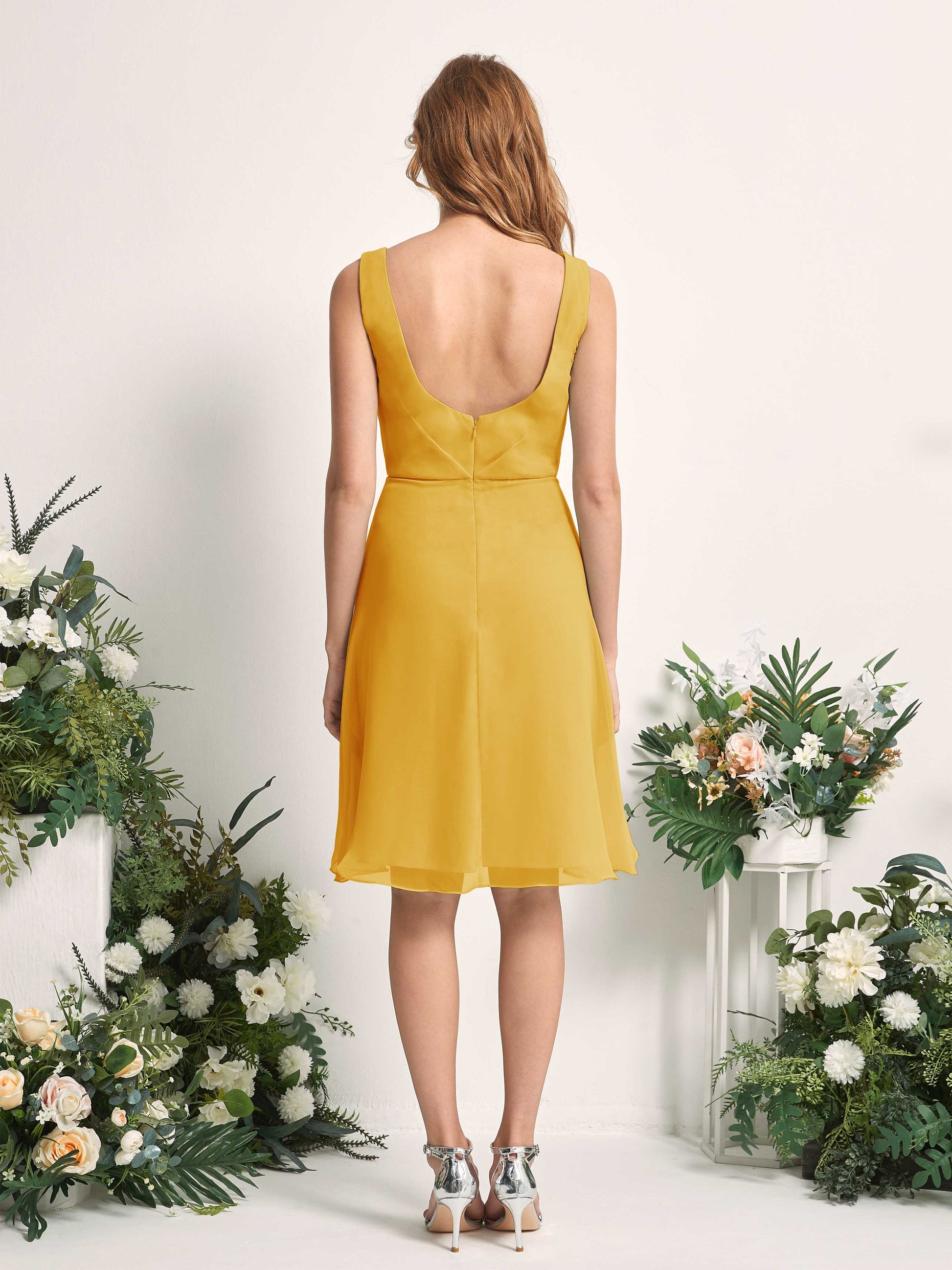 Alisha Mustard Yellow Sleeveless Midi Dress