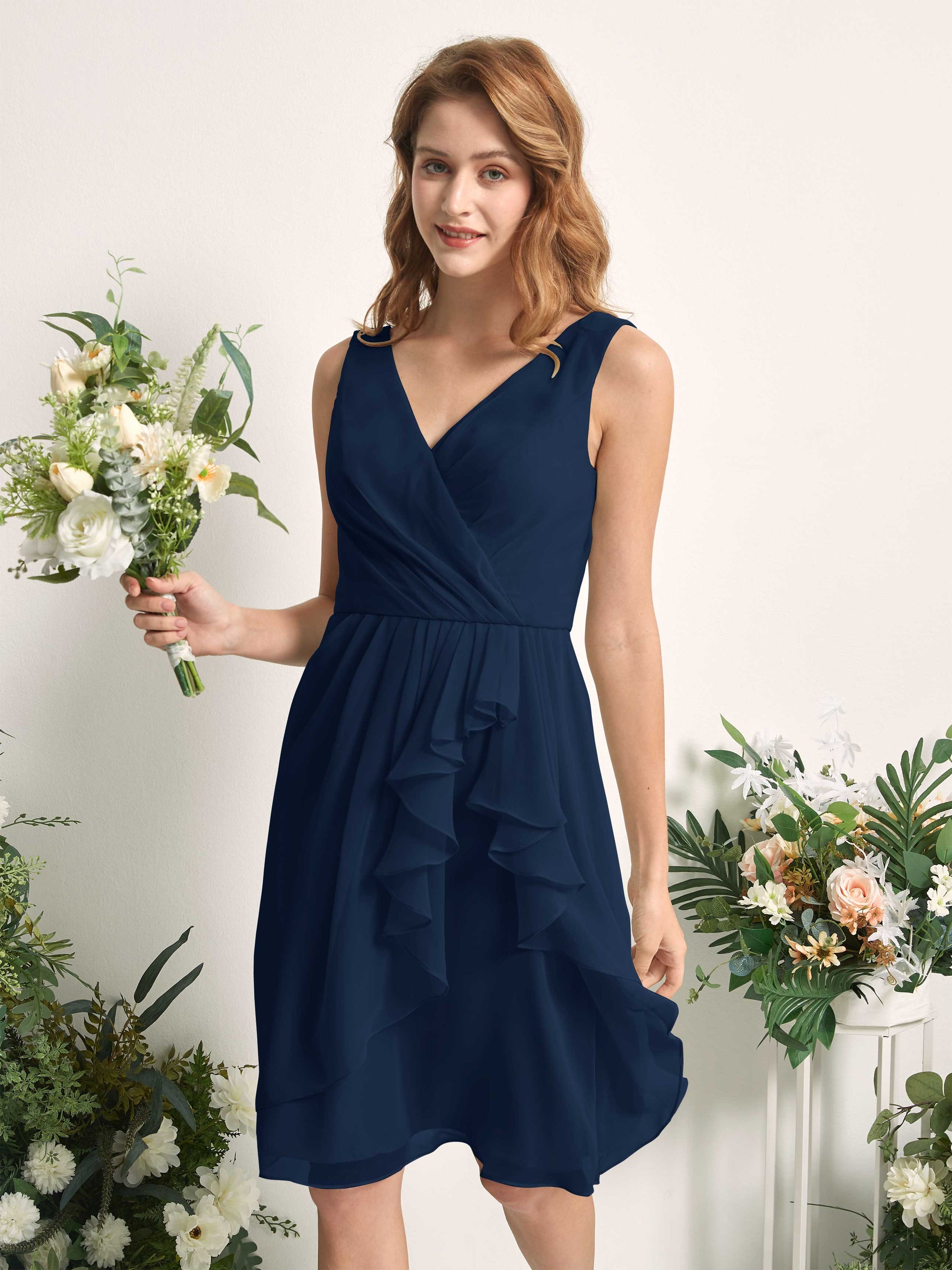 Alisha Navy Sleeveless Midi Dress