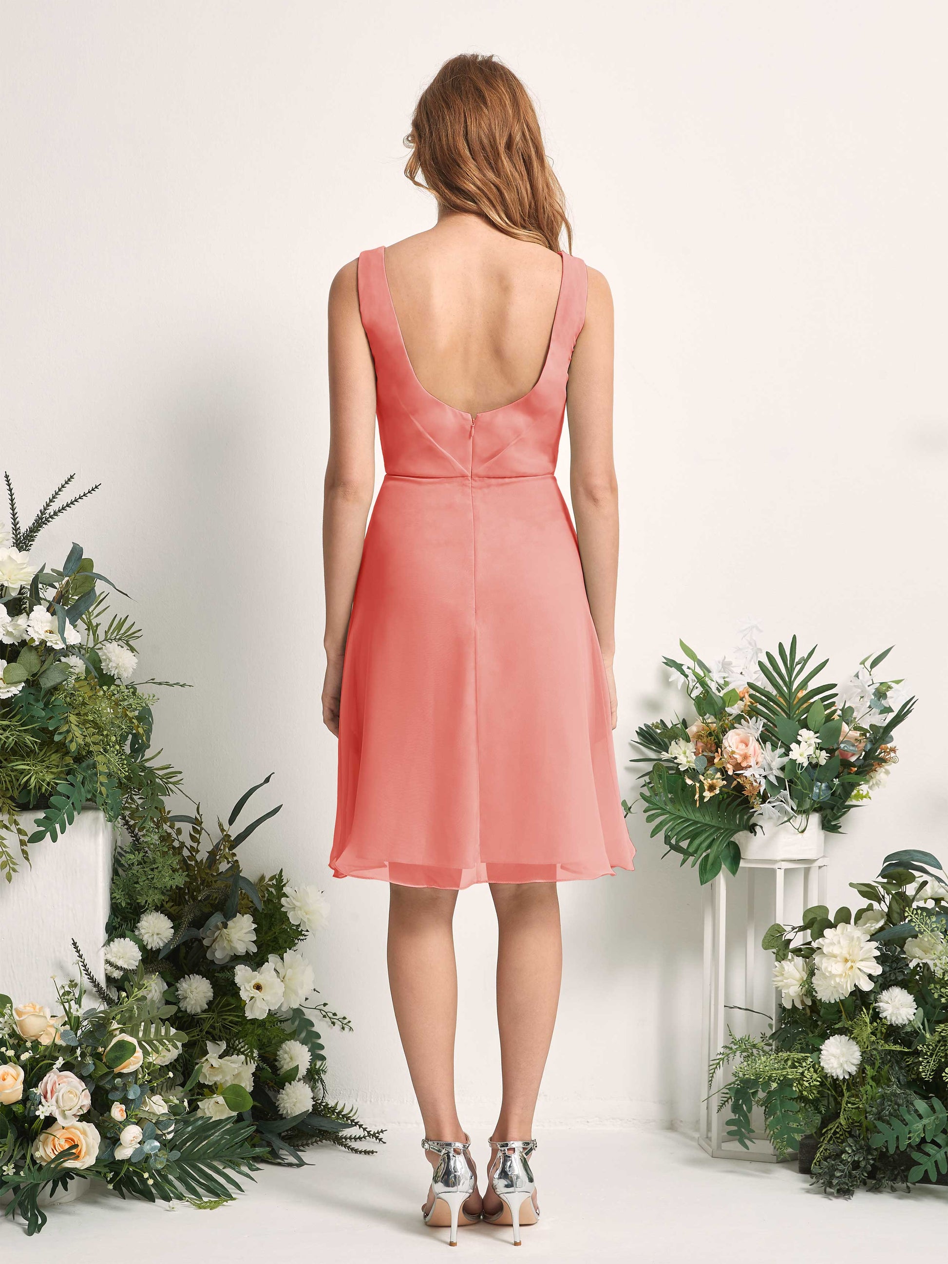 Alisha Peach Pink Sleeveless Midi Dress