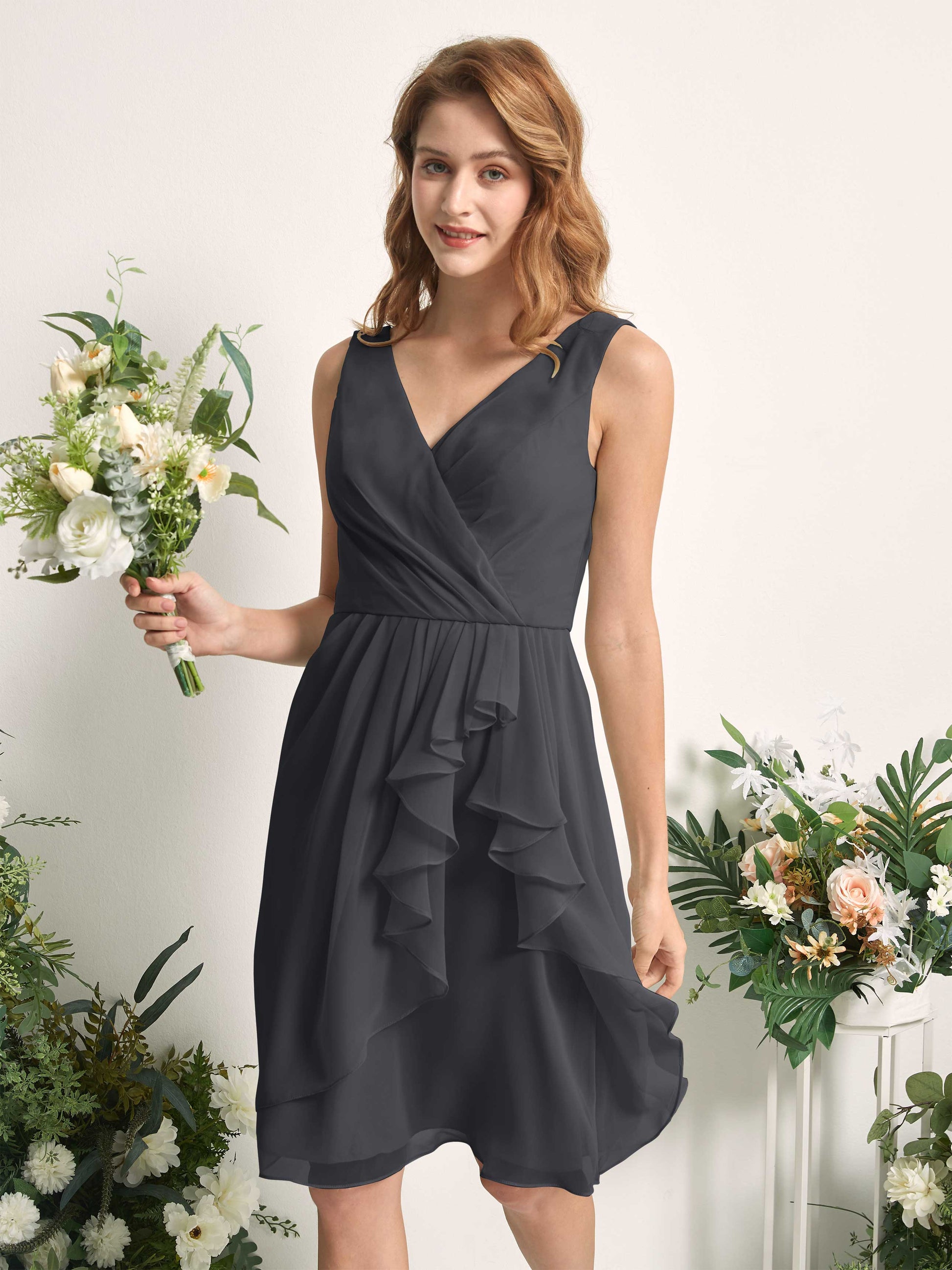 Alisha Pewter Sleeveless Midi Dress